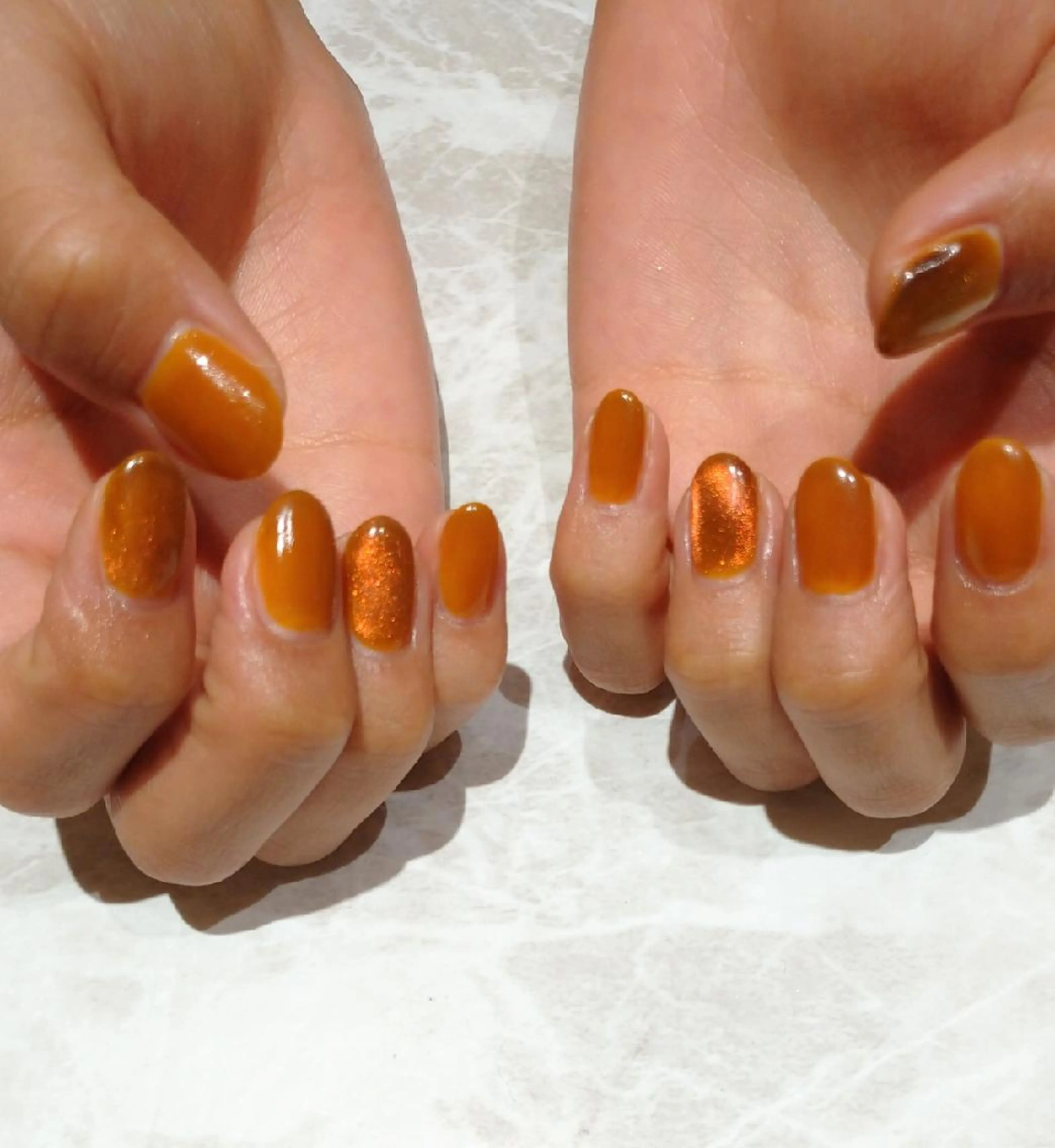ネイル オレンジ ハンドネイル 會田 瑠衣のネイルデザイン
