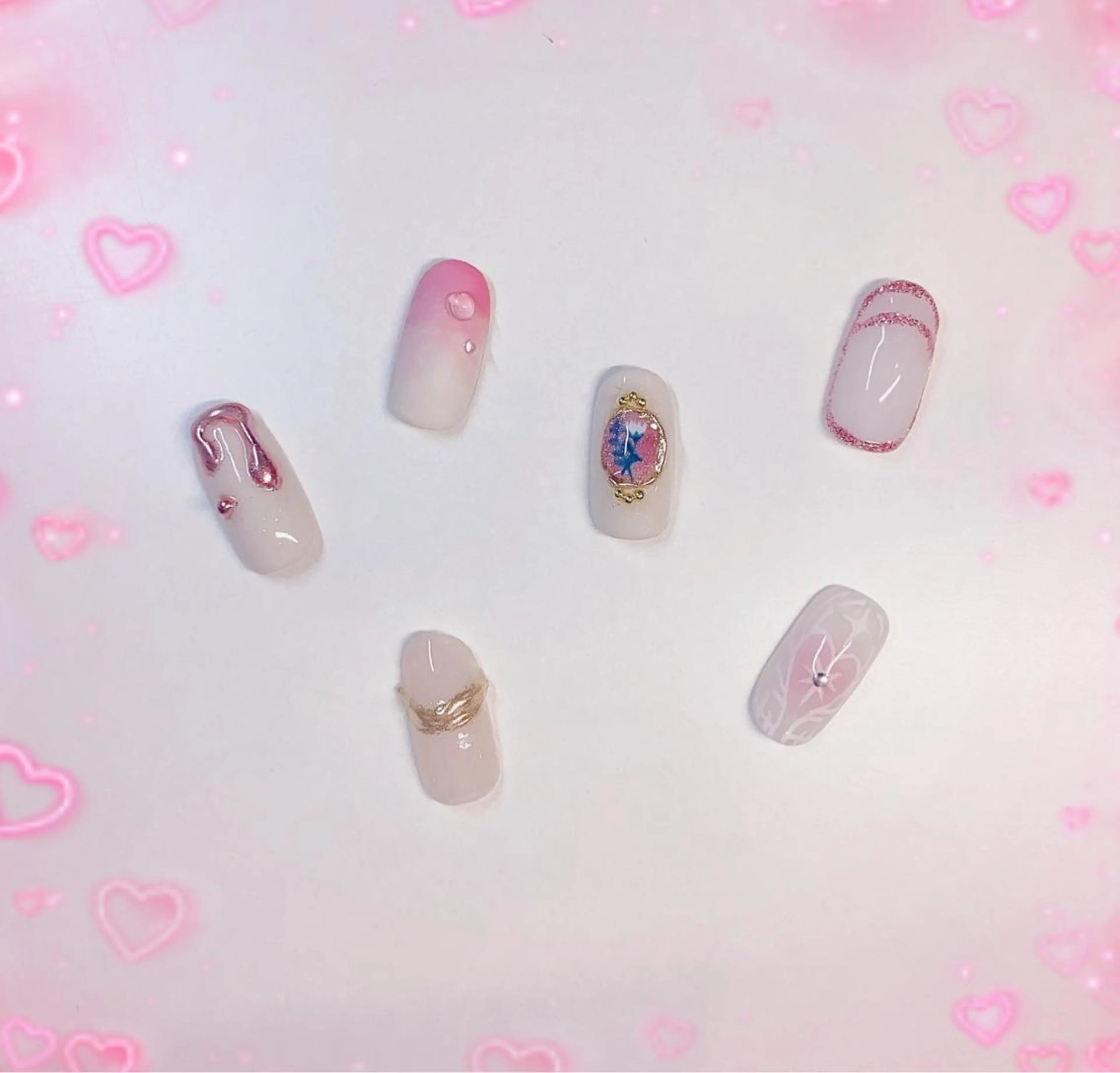 ネイル アートネイル チークネイル フレンチネイル ガーリー グラデーション ハンドネイル Bianca Nishikataのネイルデザイン