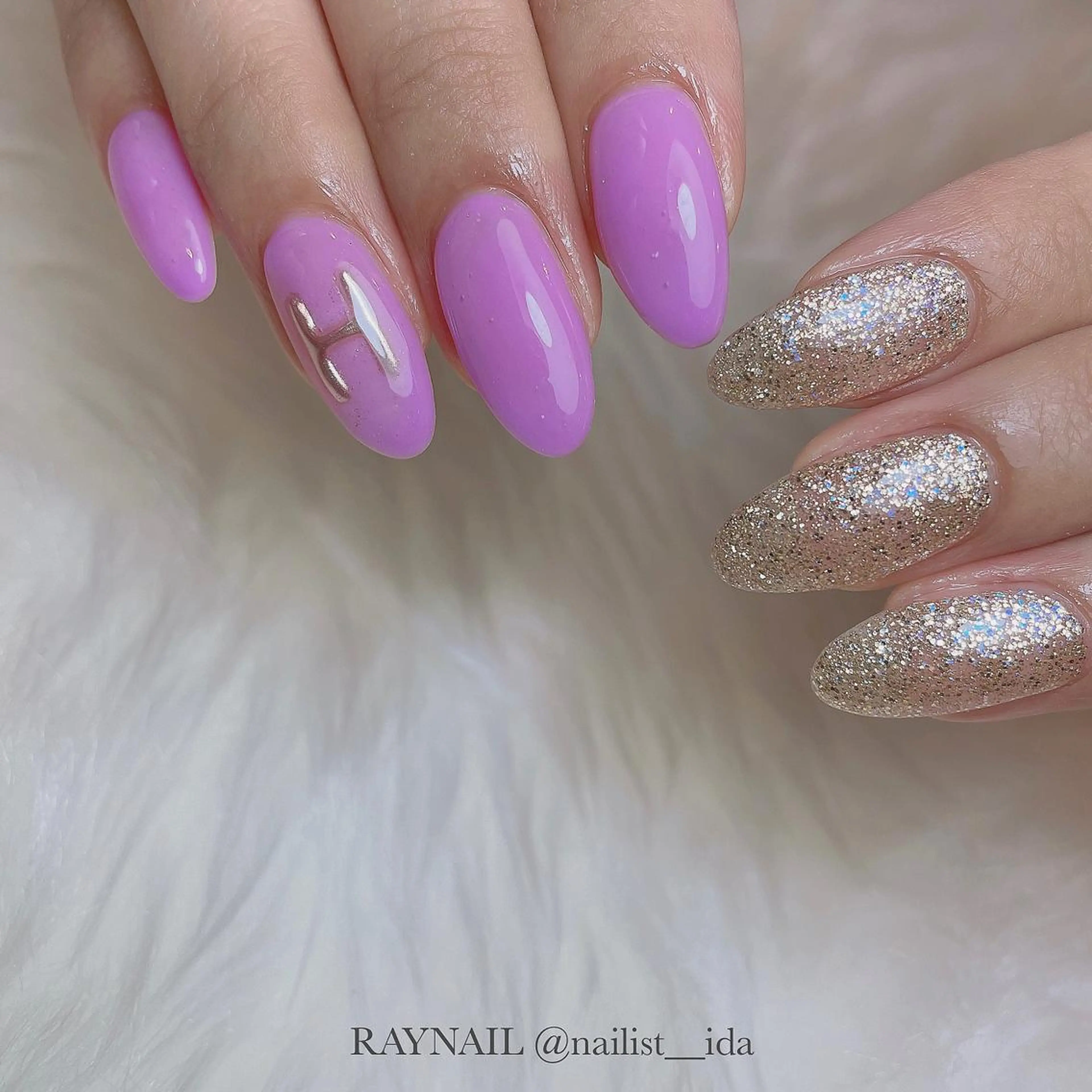 ネイル アートネイル ラメ(グリッター) ワンカラーネイル Arowa 伊田のネイルデザイン