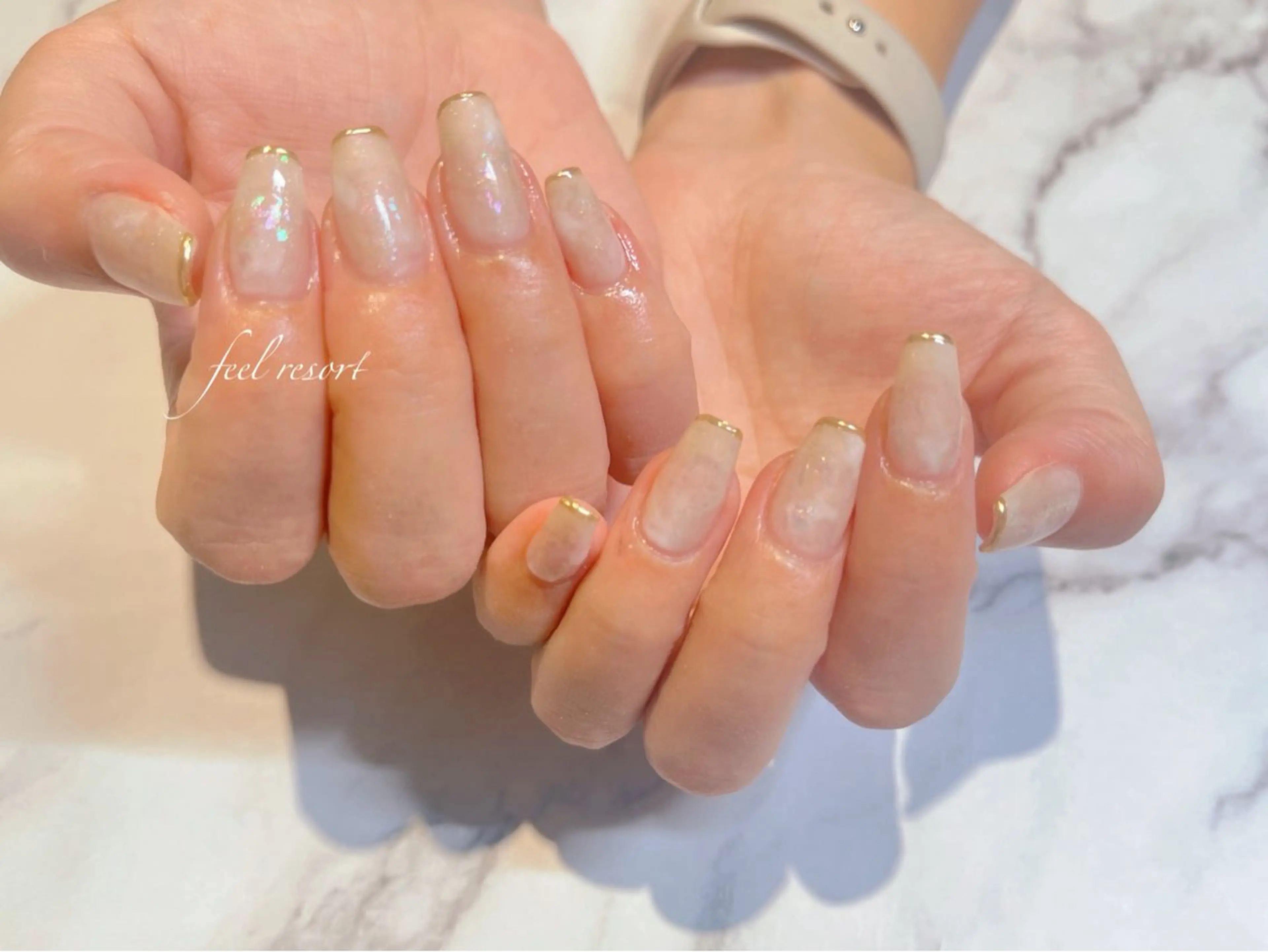 ネイル 長さ出し フットネイル フレンチネイル ジェルネイル ガラスフレンチ ハンドネイル Lien（リアン） 銀座駅6分のネイルデザイン