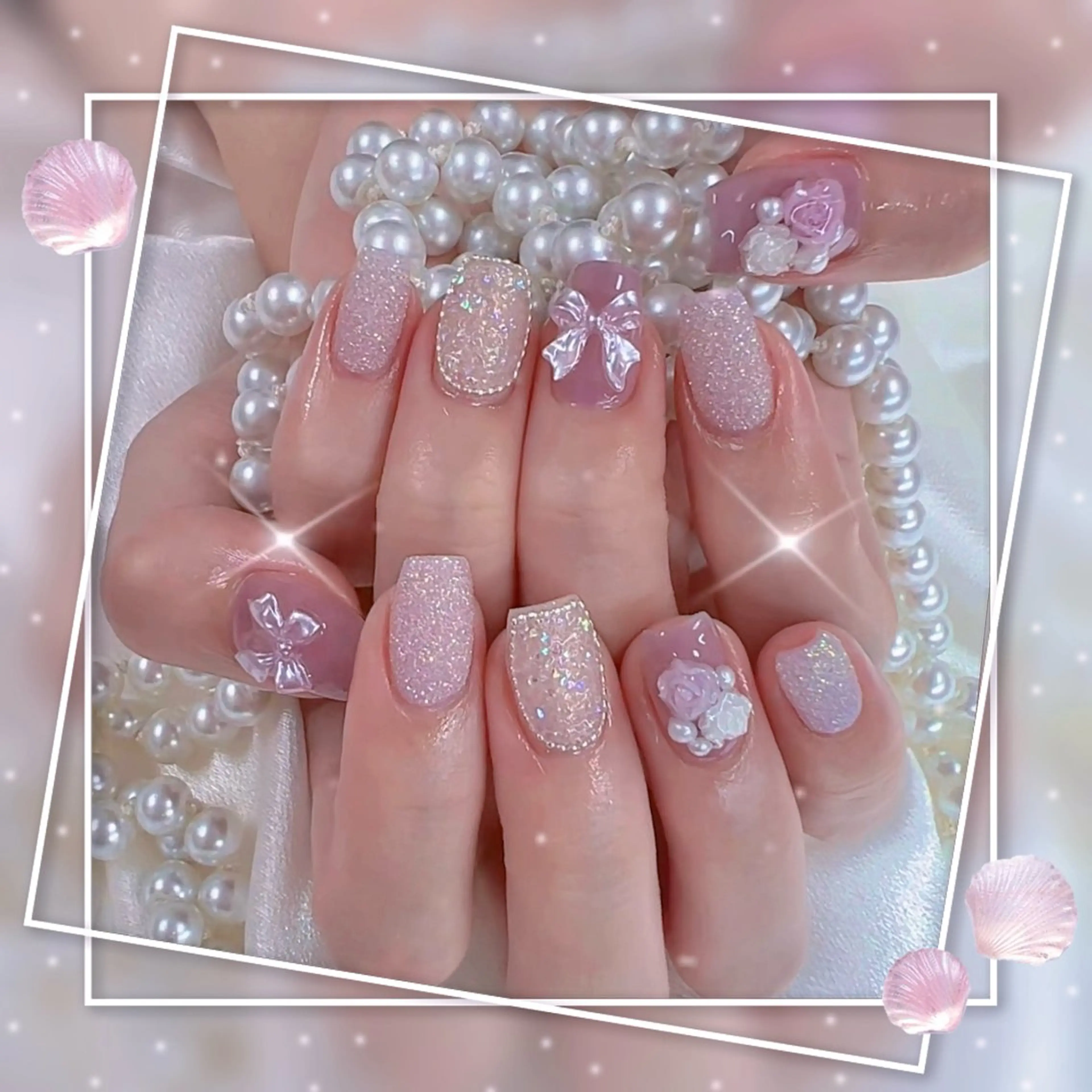 ネイル フレンチネイル グラデーション キラキラネイル 韓国ネイル マグネットネイル ハンドネイル Chill Nailsalonのネイルデザイン