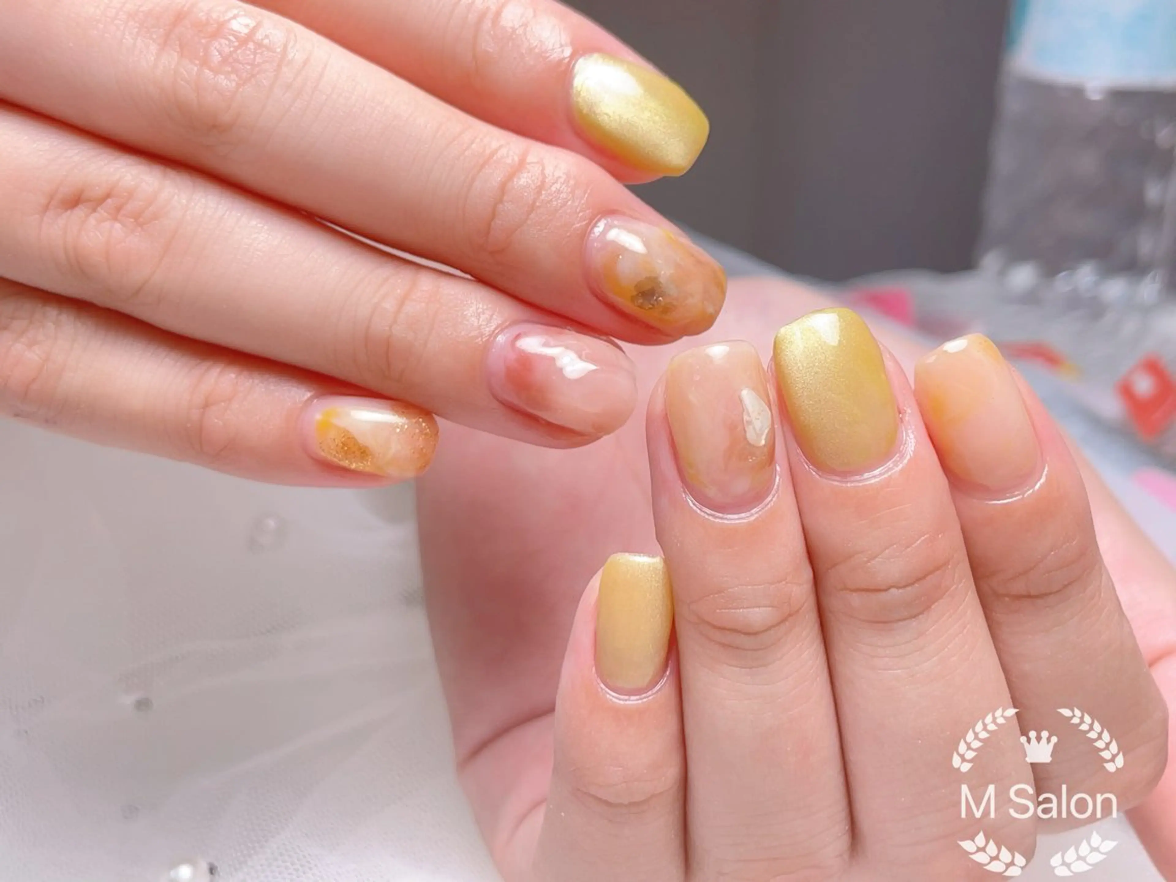 ネイル マグネットネイル ニュアンスネイル オフィスネイル ワンカラーネイル ピンク ハンドネイル Mnail _KKのネイルデザイン