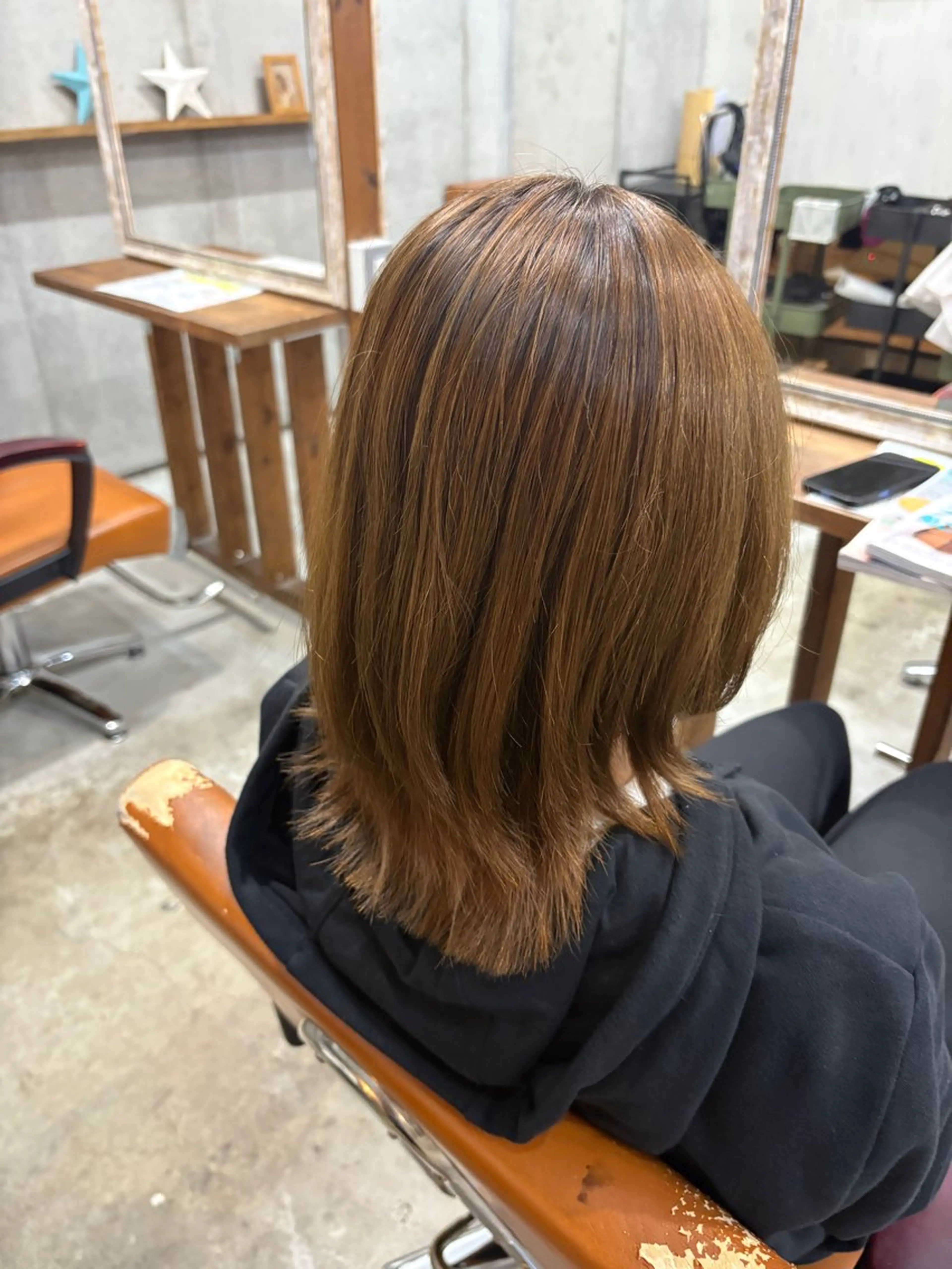 ミディアム くびれヘア カット 縮毛矯正 Trip 香椎所属・Yukino/ 透明カラー🫧のヘアスタイル