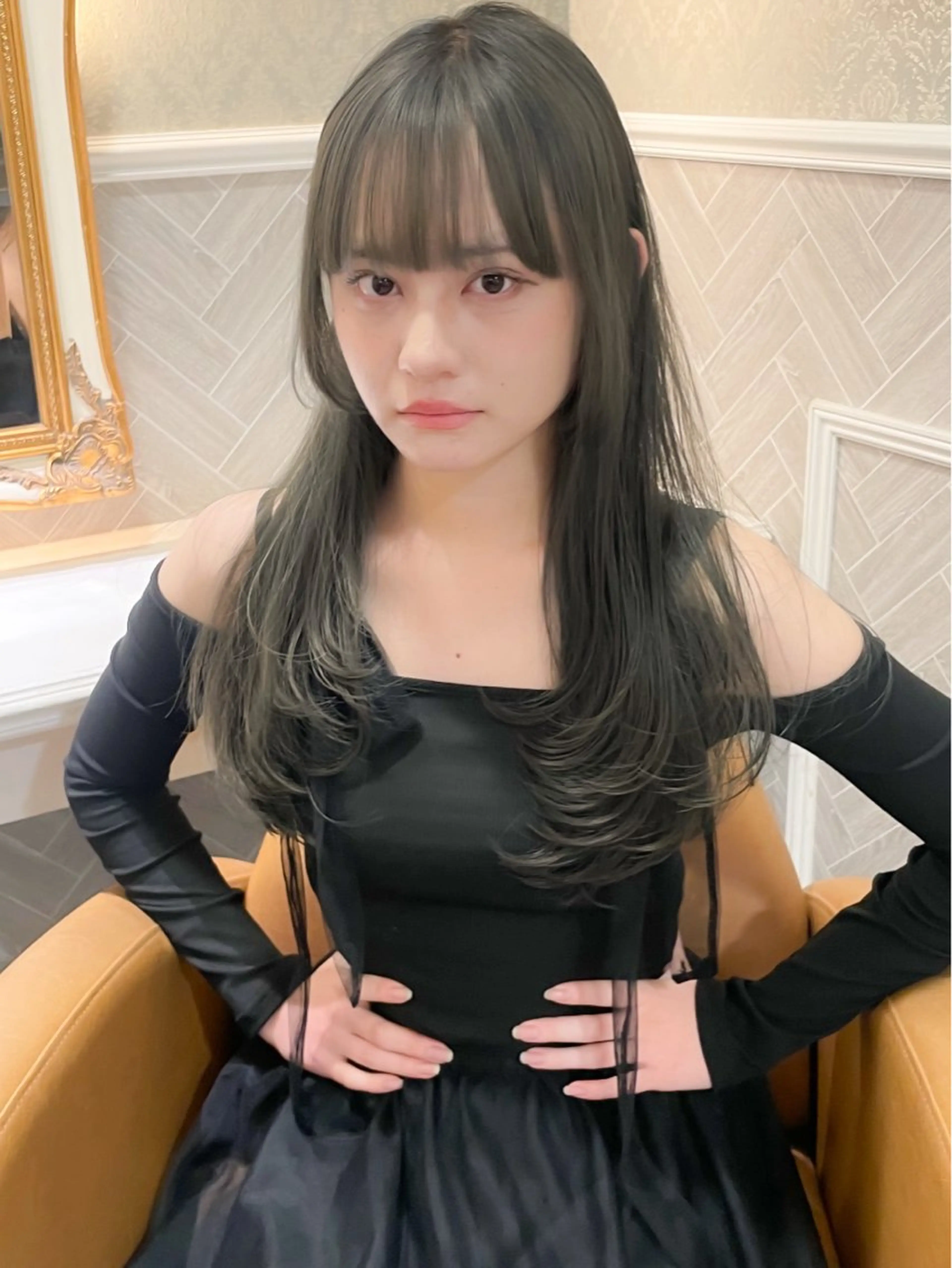 ロング 髪質改善 韓国風ヘア レイヤーカット ロング 縮毛矯正 カット ヘアカラー トリートメント 美髪縮毛矯正🤍 髪質改善/Shinaのヘアスタイル