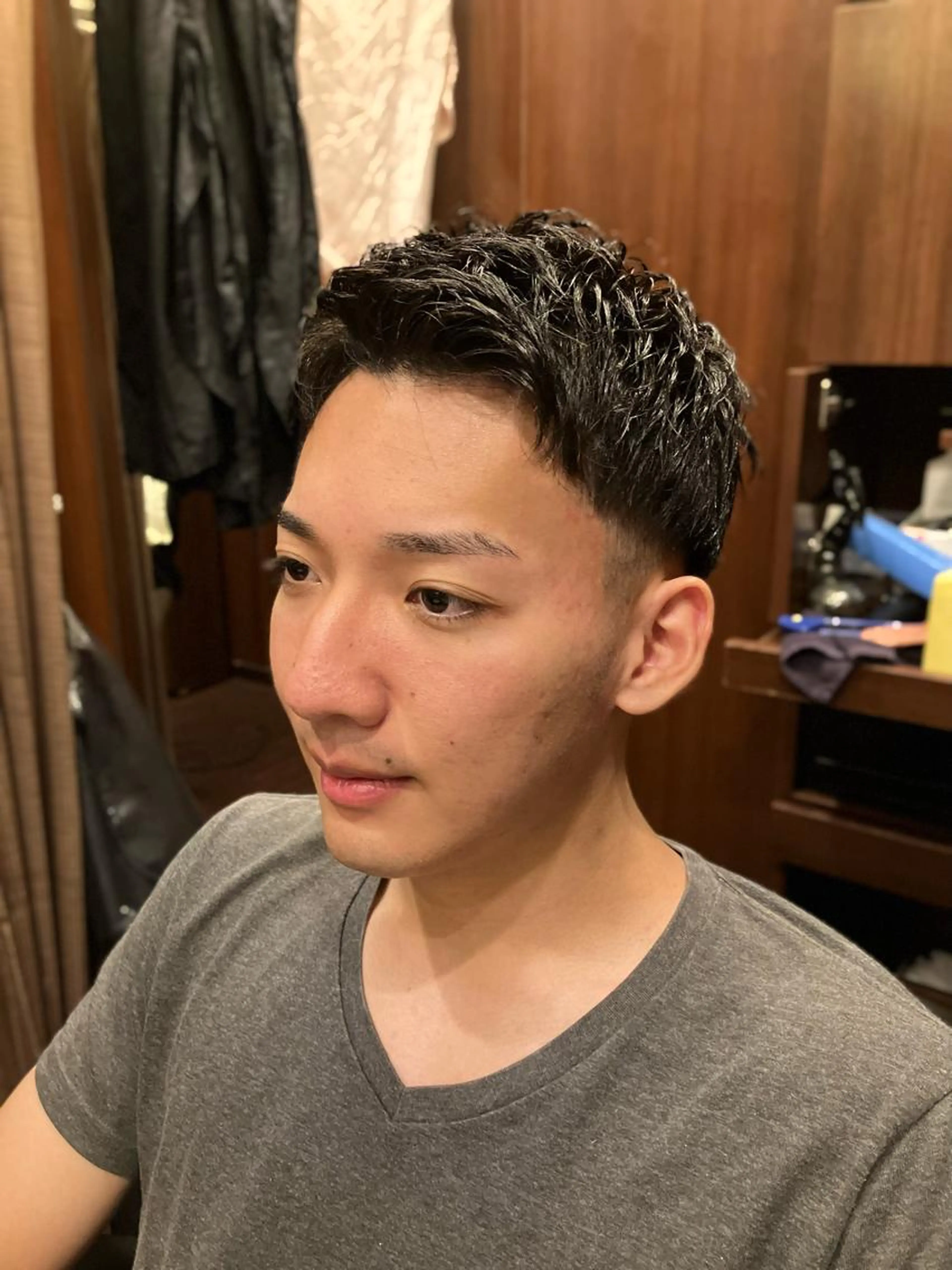 カット＋テンション（アイロンパーマ）＋シャンプー＋セットの写真