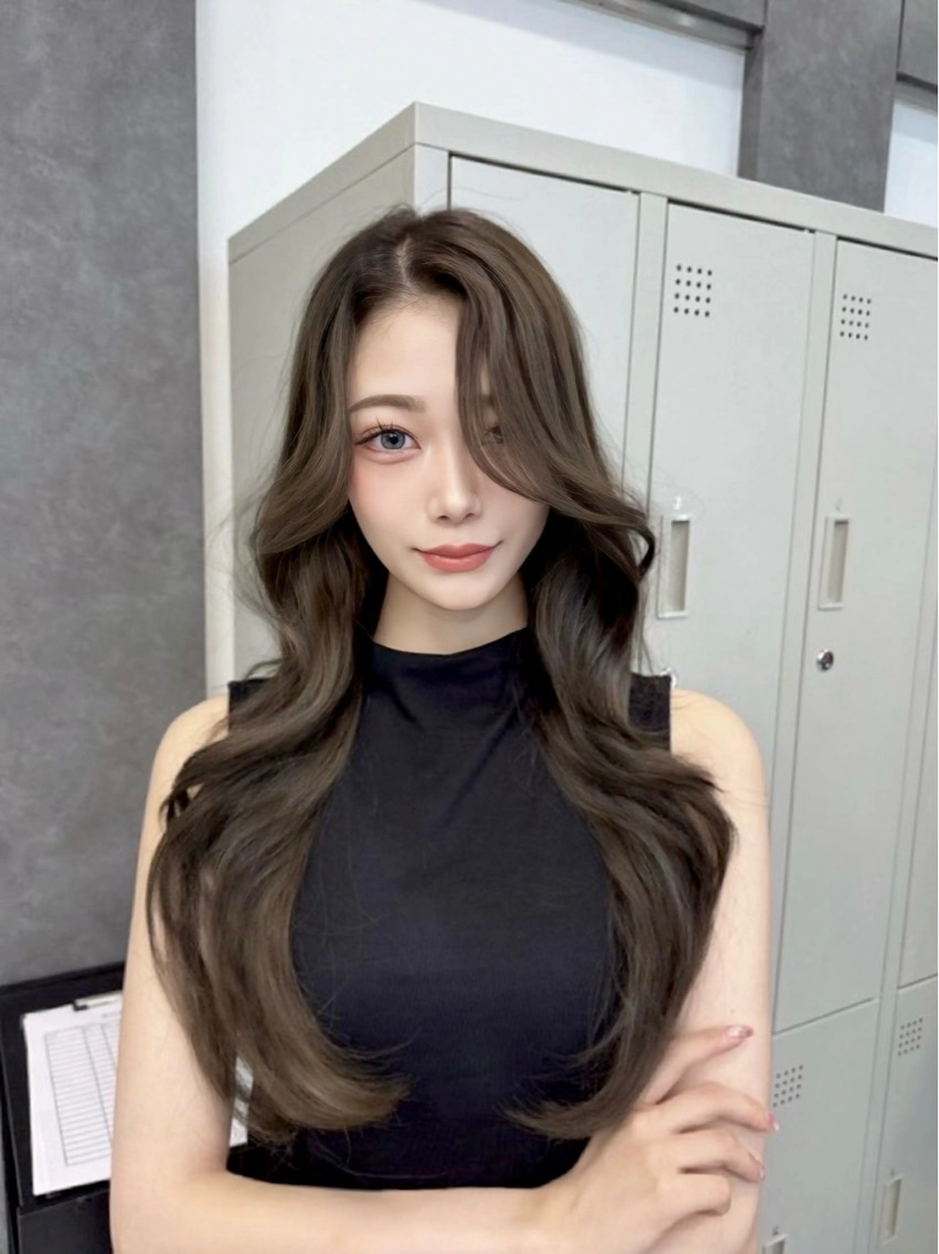 ロング カラー ヘアアレンジ カット ヘアカラー トリートメント ヘアセット 韓国ヘア🖤/透明感 shihoのヘアスタイル