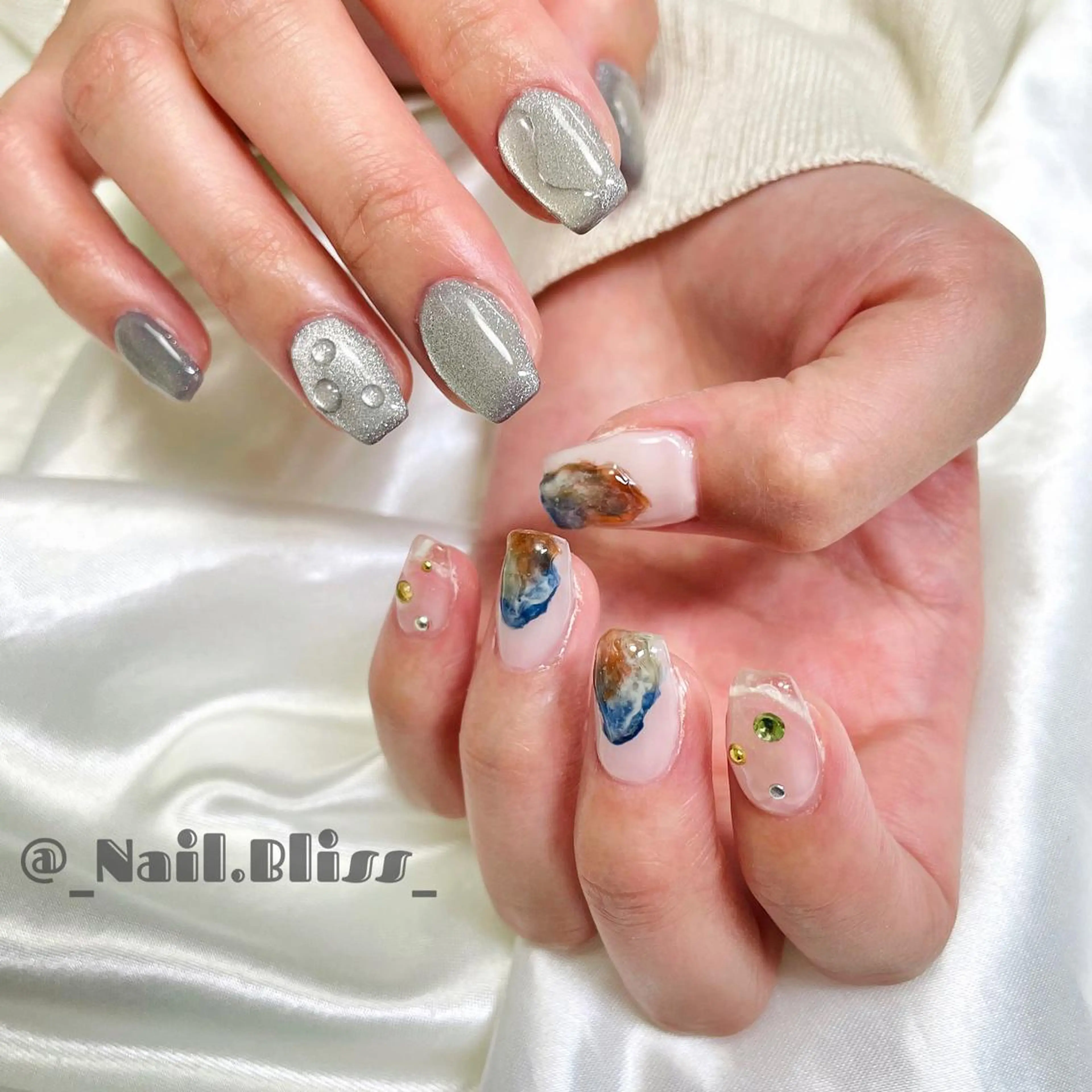 ネイル マグネットネイル ニュアンスネイル ハンドネイル NAIL BLISSのネイルデザイン