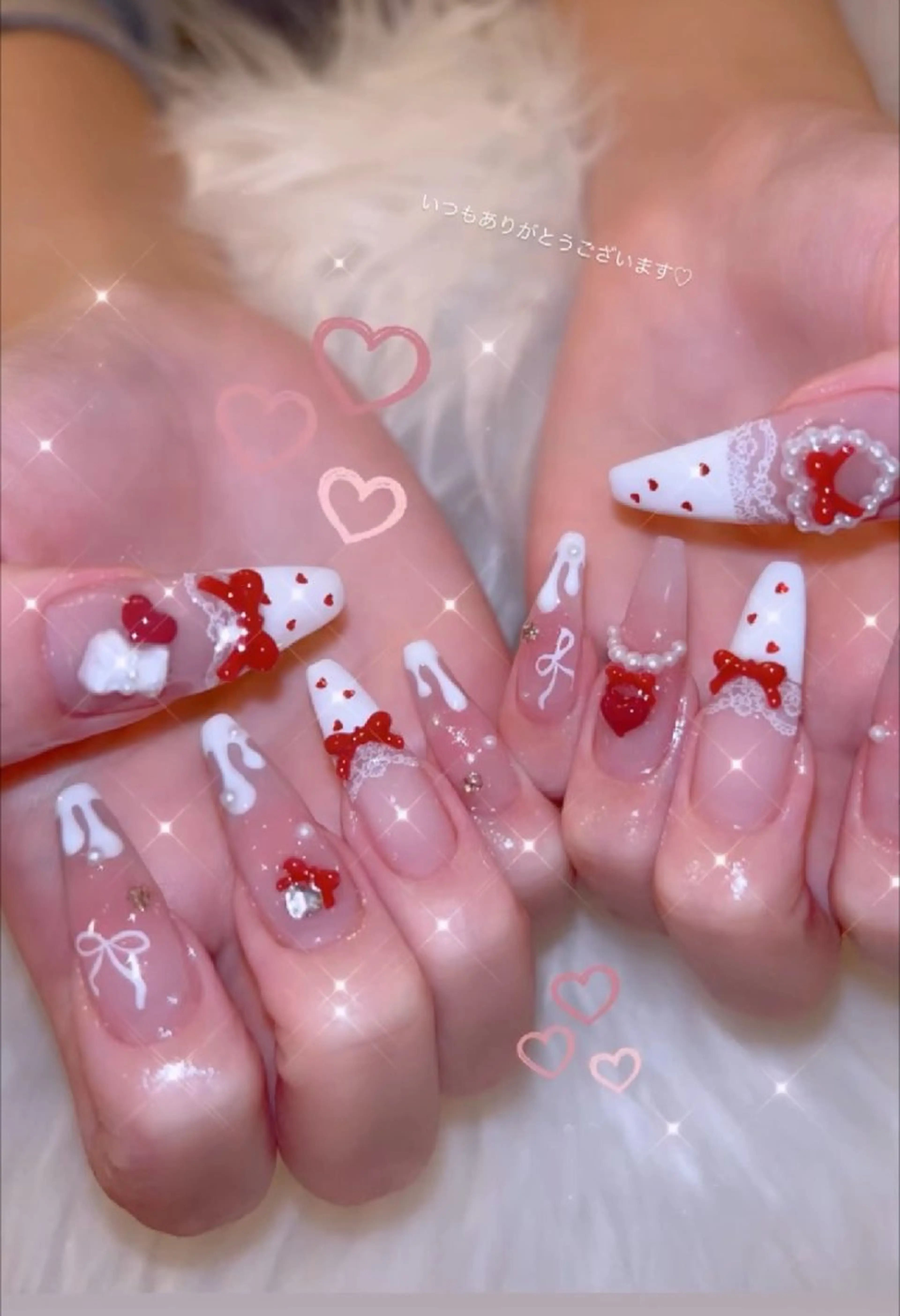 ネイル 長さ出し ジェルネイル パラジェル ハンドネイル I LOVE ME  NAIL.｡.:*♡のネイルデザイン