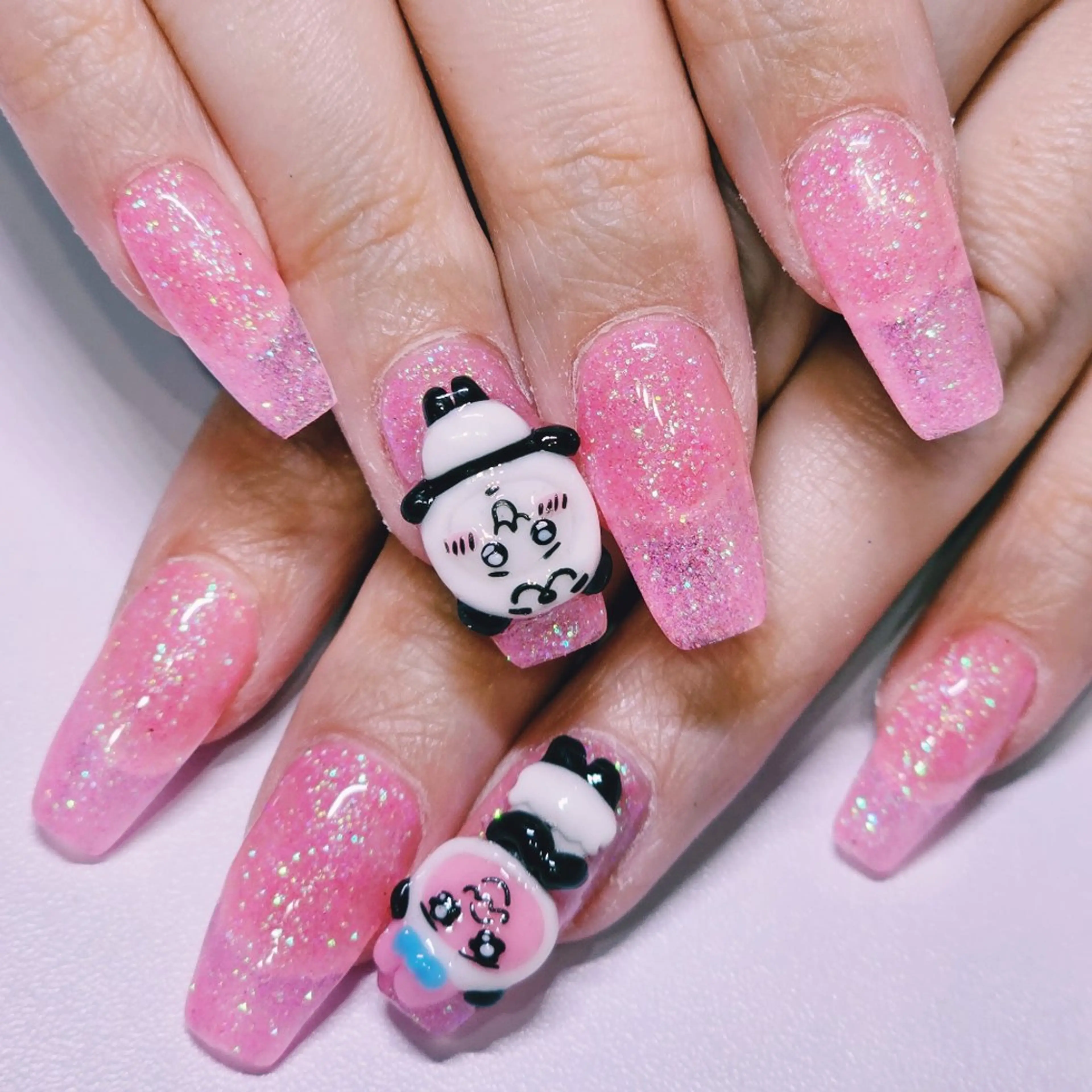 ネイル アートネイル ラメ(グリッター) ワンカラーネイル ピンク ハンドネイル よしだ ひろきのネイルデザイン