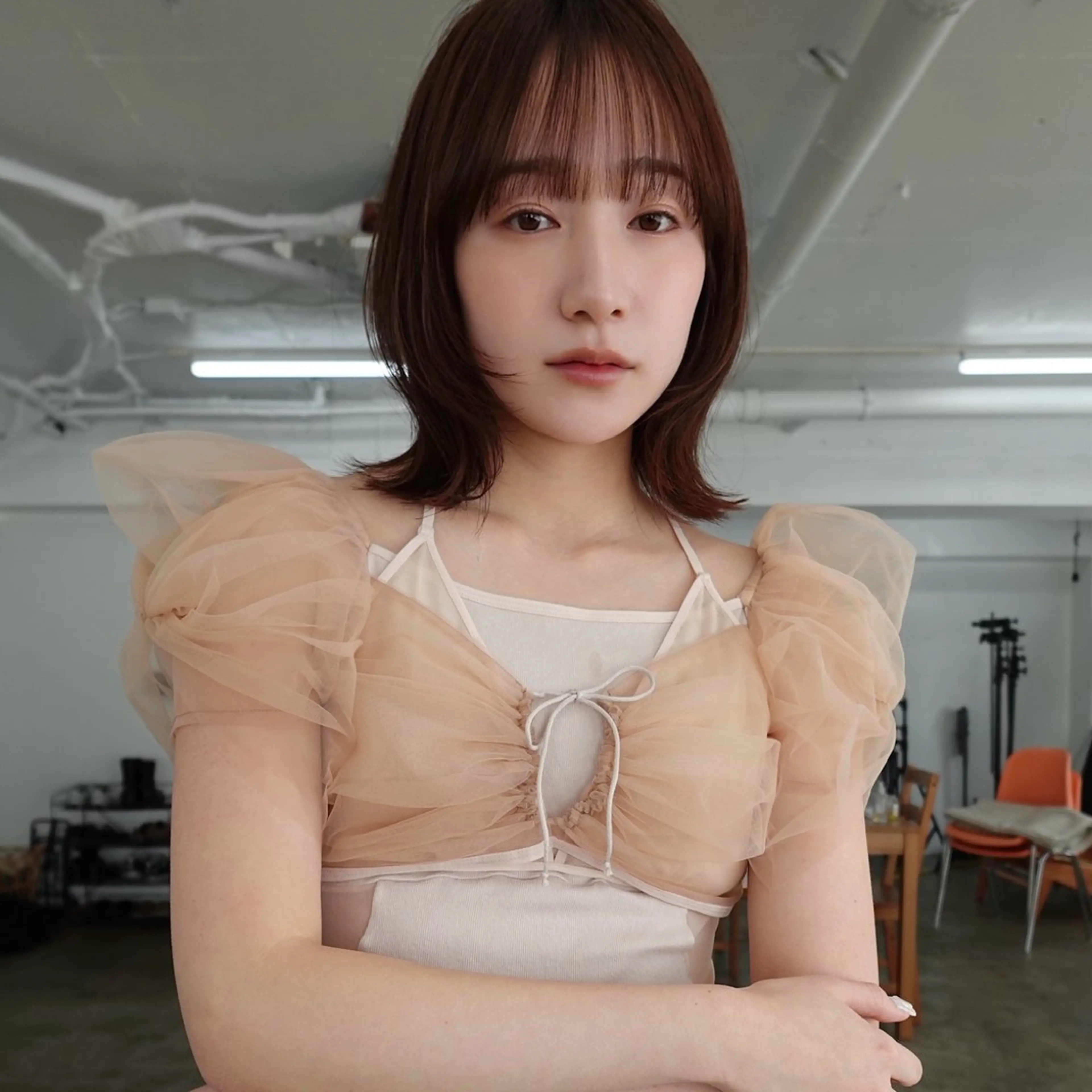 セミロング カラー ボブ レイヤーカット カット ヘアカラー 韓国レイヤー/暖色 カラー/KOTONEのヘアスタイル