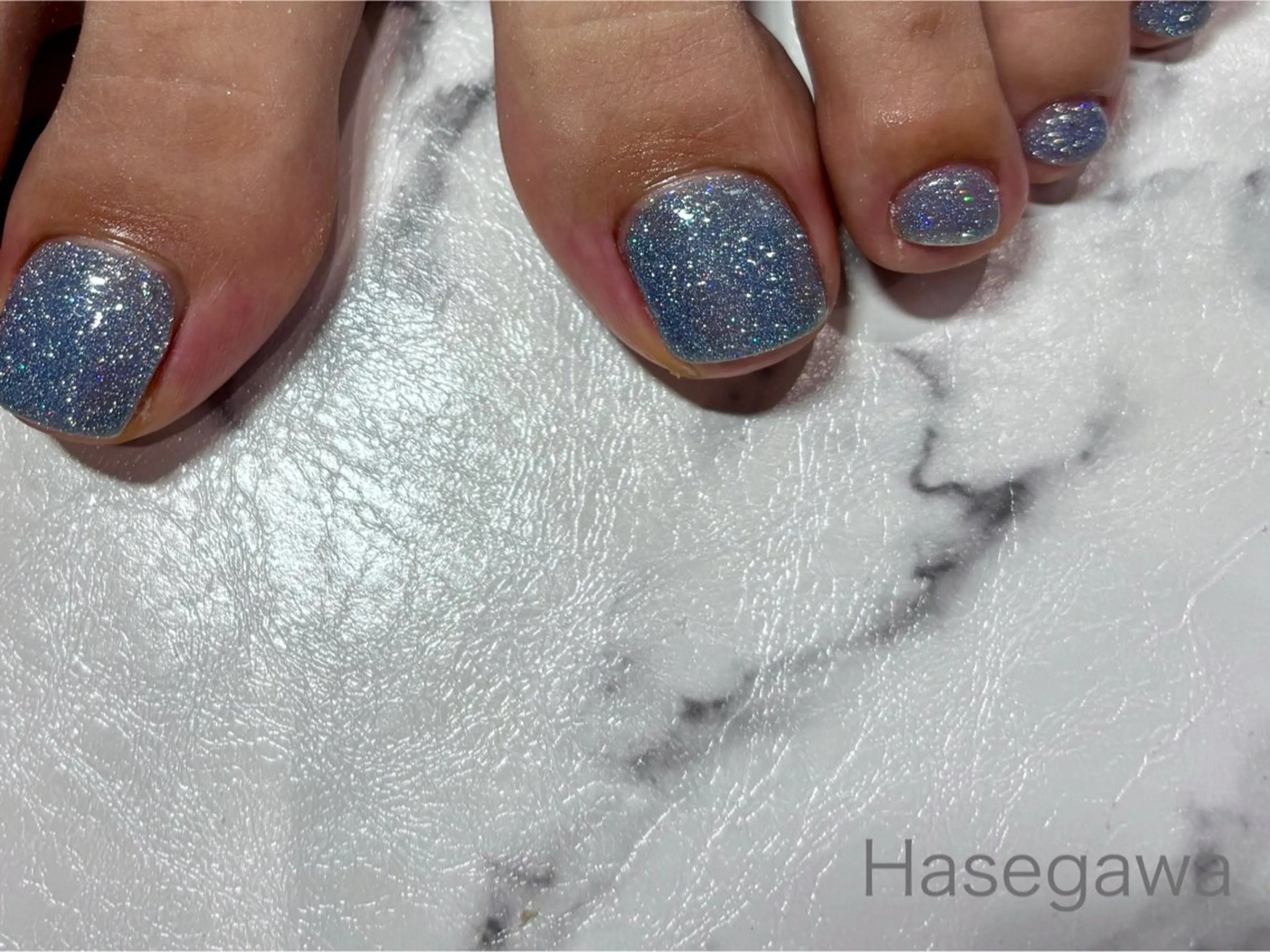 ネイル ブルー フラッシュネイル DROP所属・DROP 長谷川のネイルデザイン