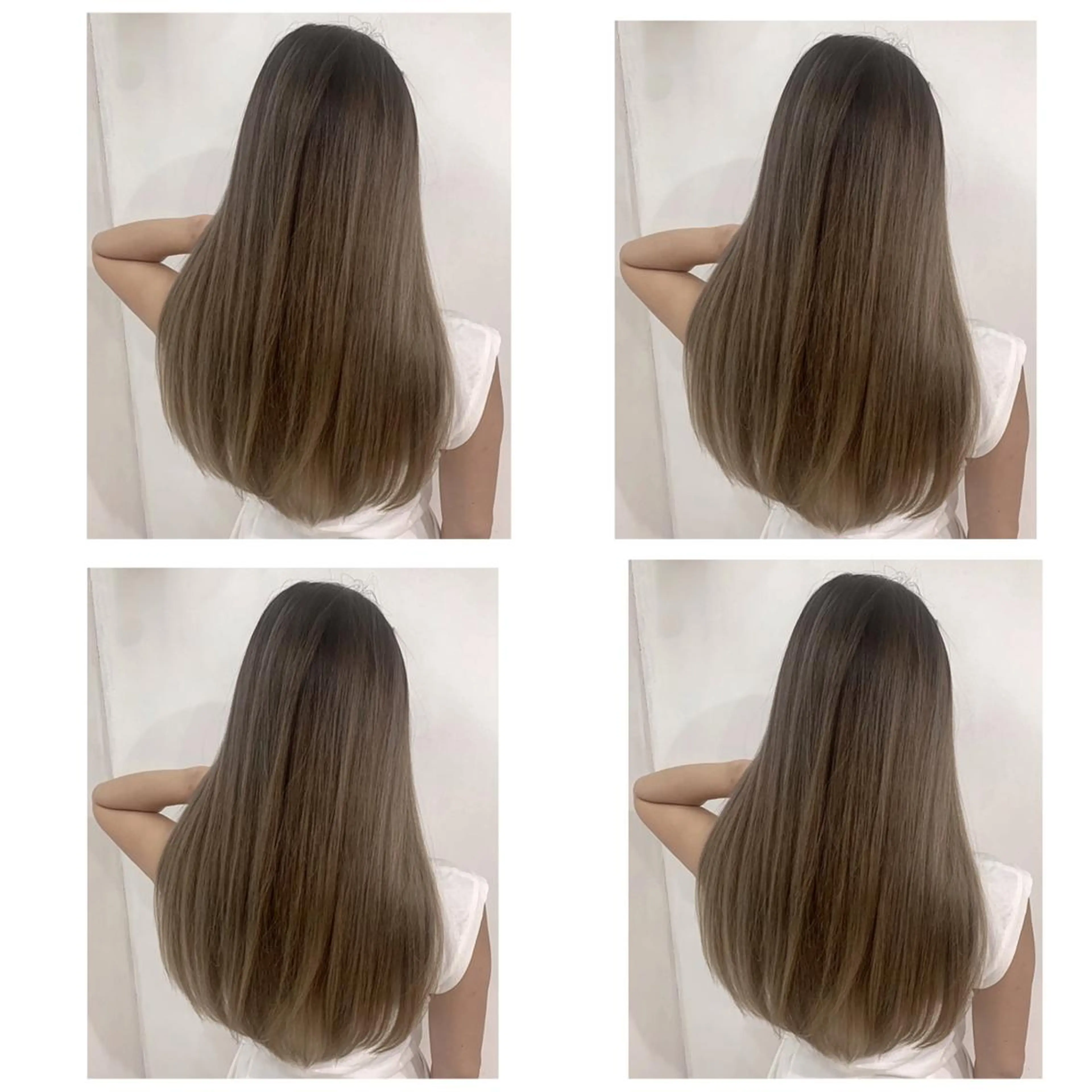 ロング カラー アッシュ バレイヤージュ ブリーチ デザインカラー グレージュ カット ヘアカラー トリートメント 京都大人女性ショート 徒歩1分/秋山のヘアスタイル