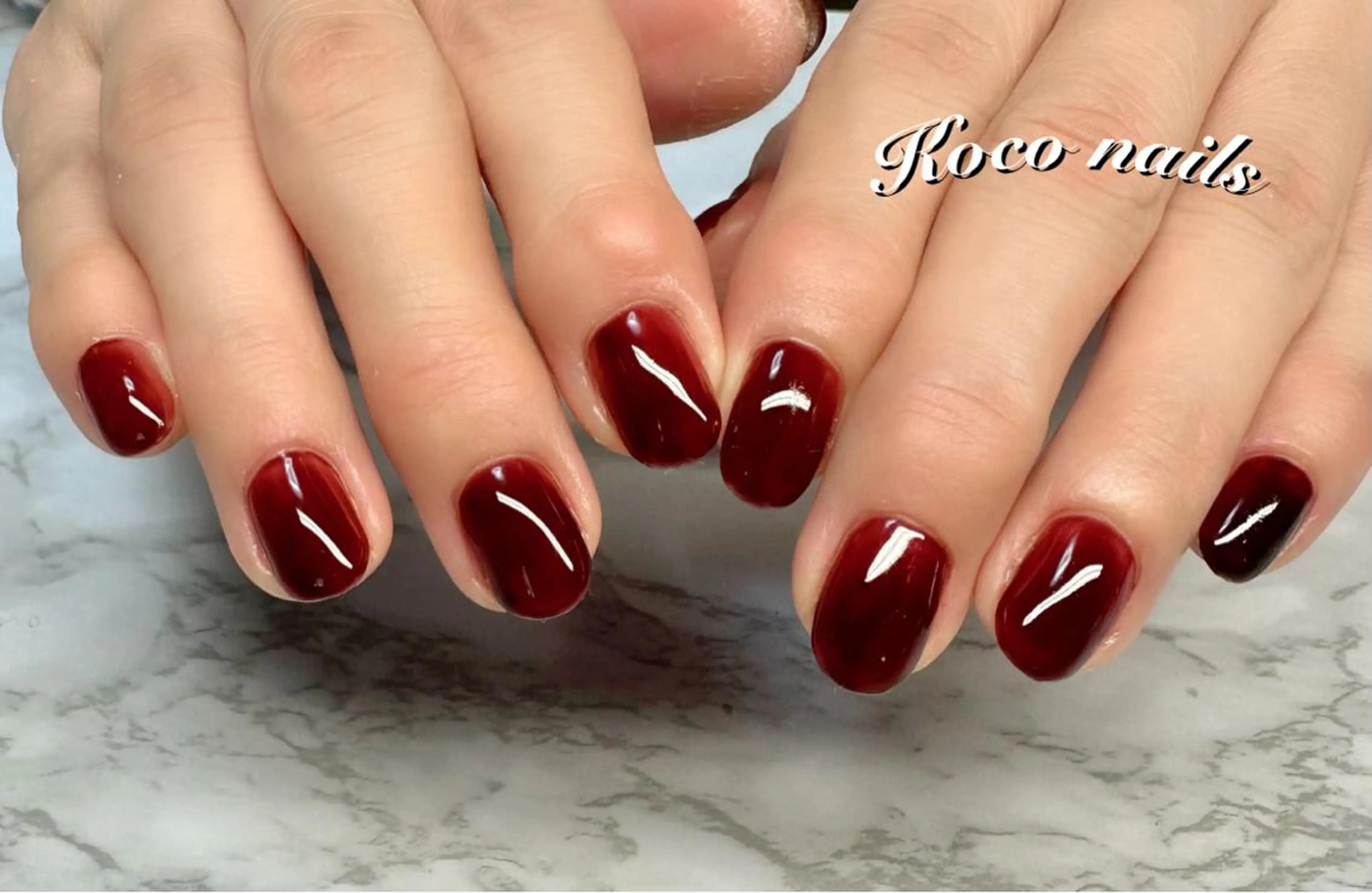 ネイル ボルドー ワンカラーネイル シンプルネイル M.N_ nailのネイルデザイン