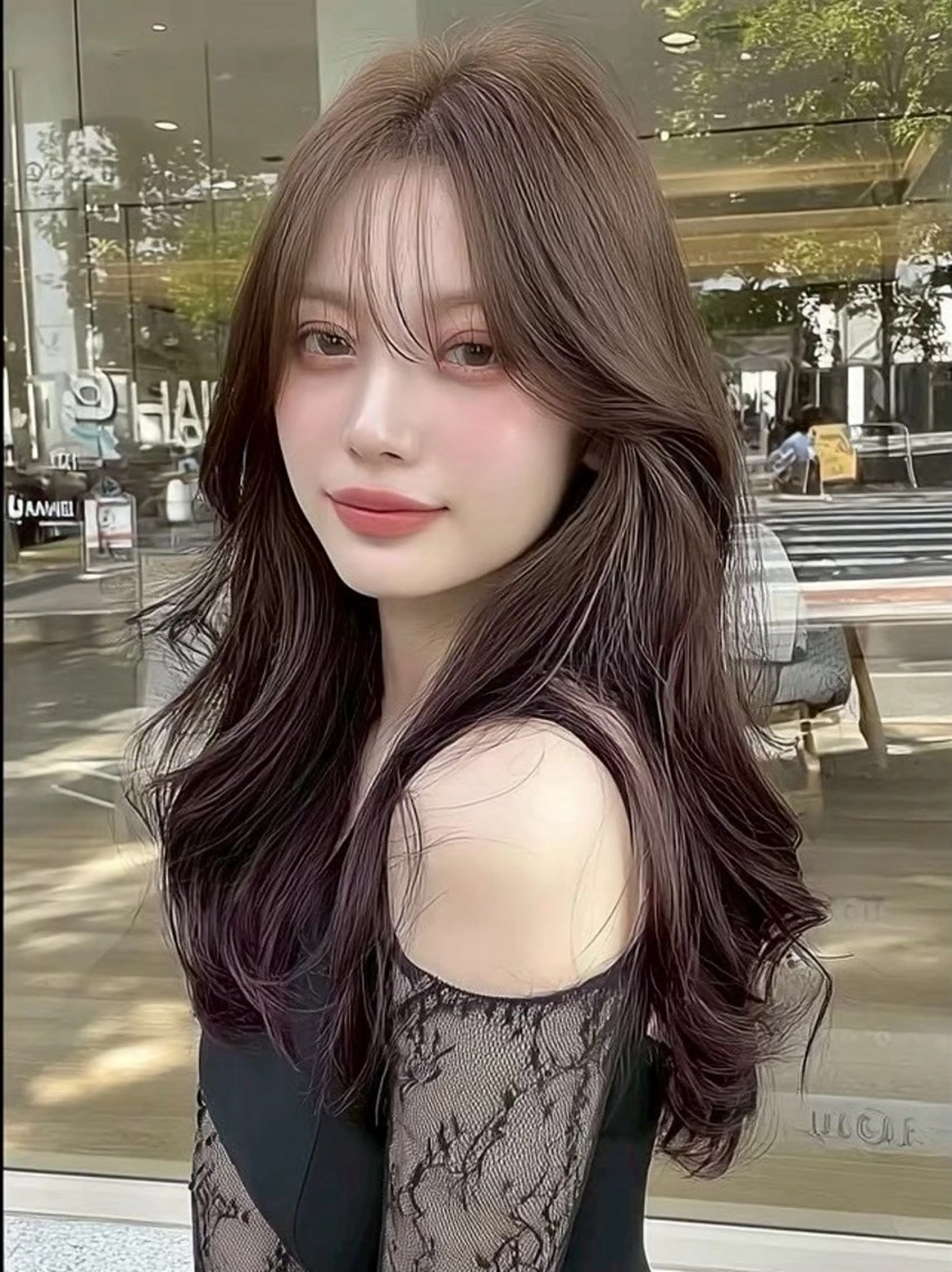 ロング カラー 韓国風ヘア レイヤーカット カット ヘアカラー トリートメント 🫧いお/暖色カラー /髪質改善🫧のヘアスタイル