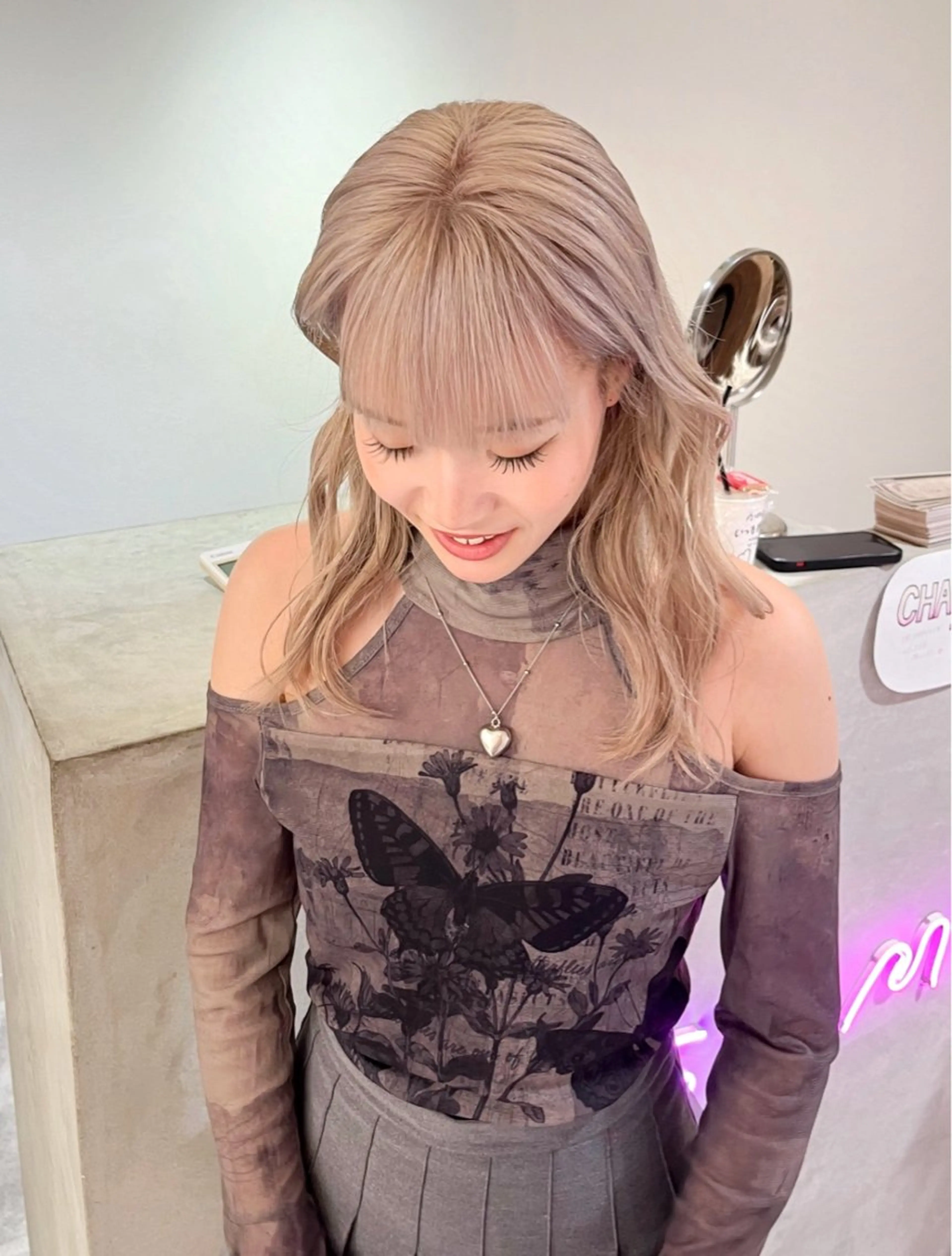 カラー 心斎橋/ブロンド/ ペールカラー/あみかのヘアスタイル