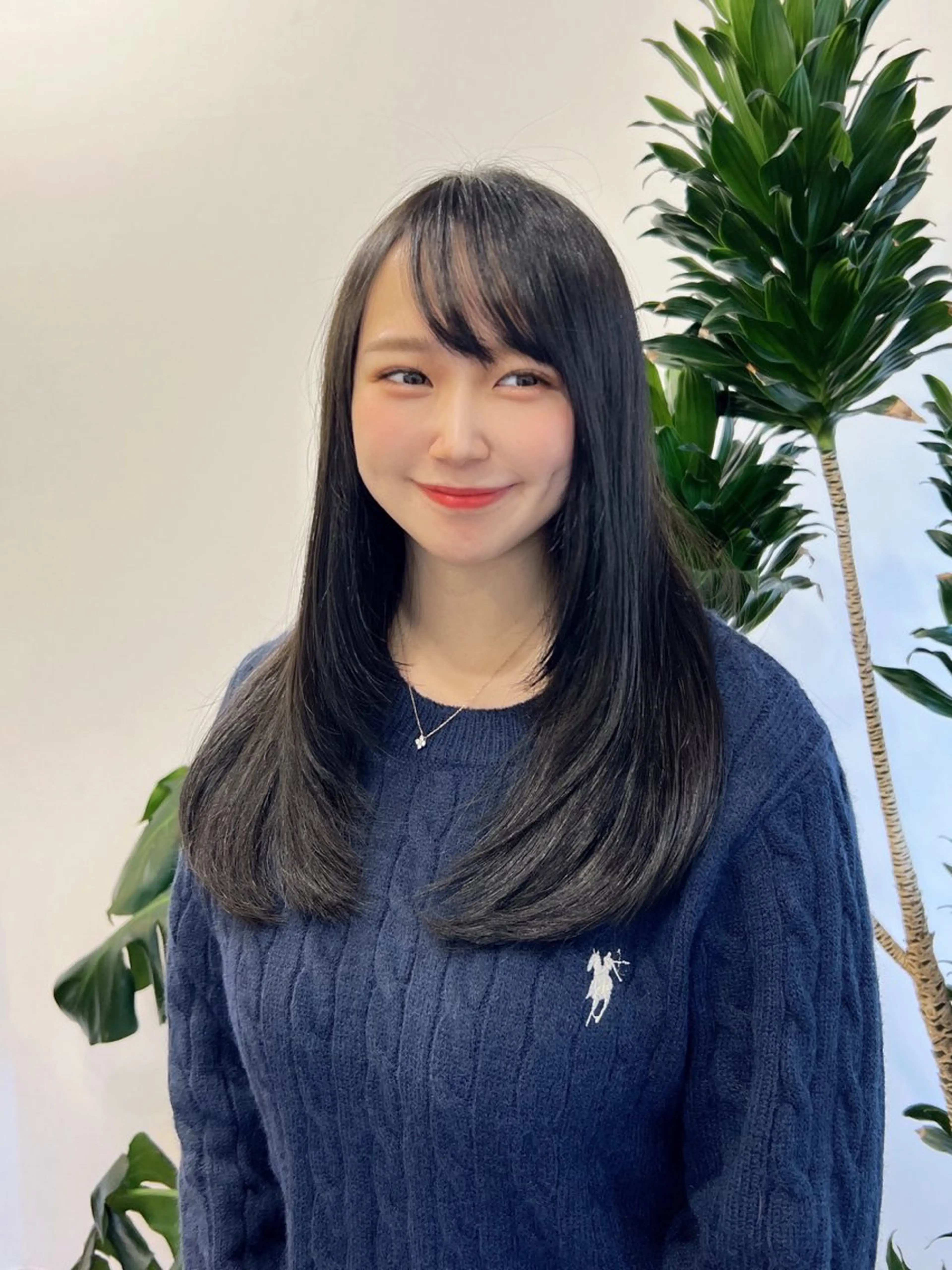 ロング カラー 黒髪 ブルーカラー ブルーブラック レイヤーカット カット ヘアカラー トリートメント 韓国×髪質改善💊 似合わせ/武田涼のヘアスタイル