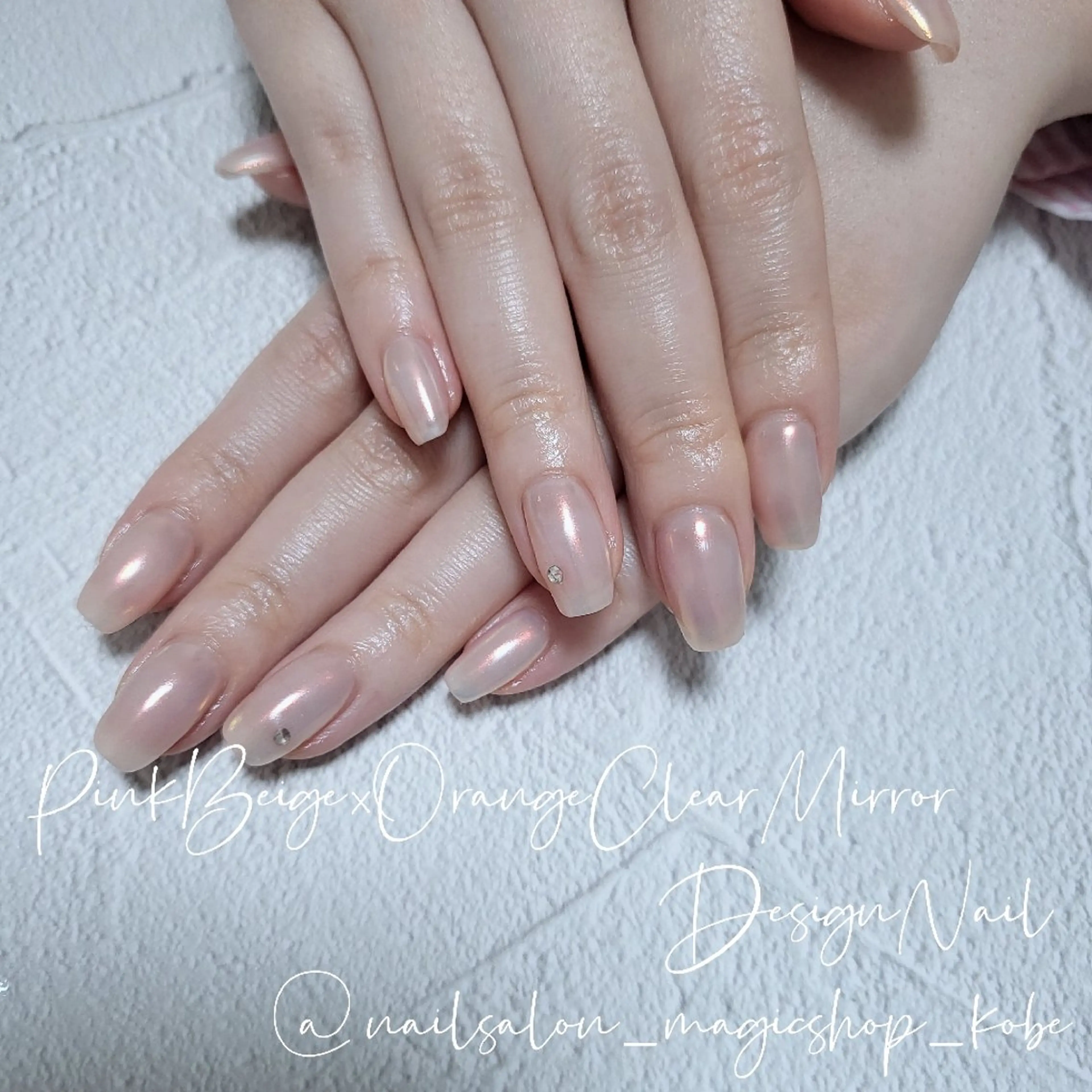 ネイル クリアネイル ジェルネイル ミラーネイル オレンジ ソフトジェル ハンドネイル Nailsalon MagicShopのネイルデザイン