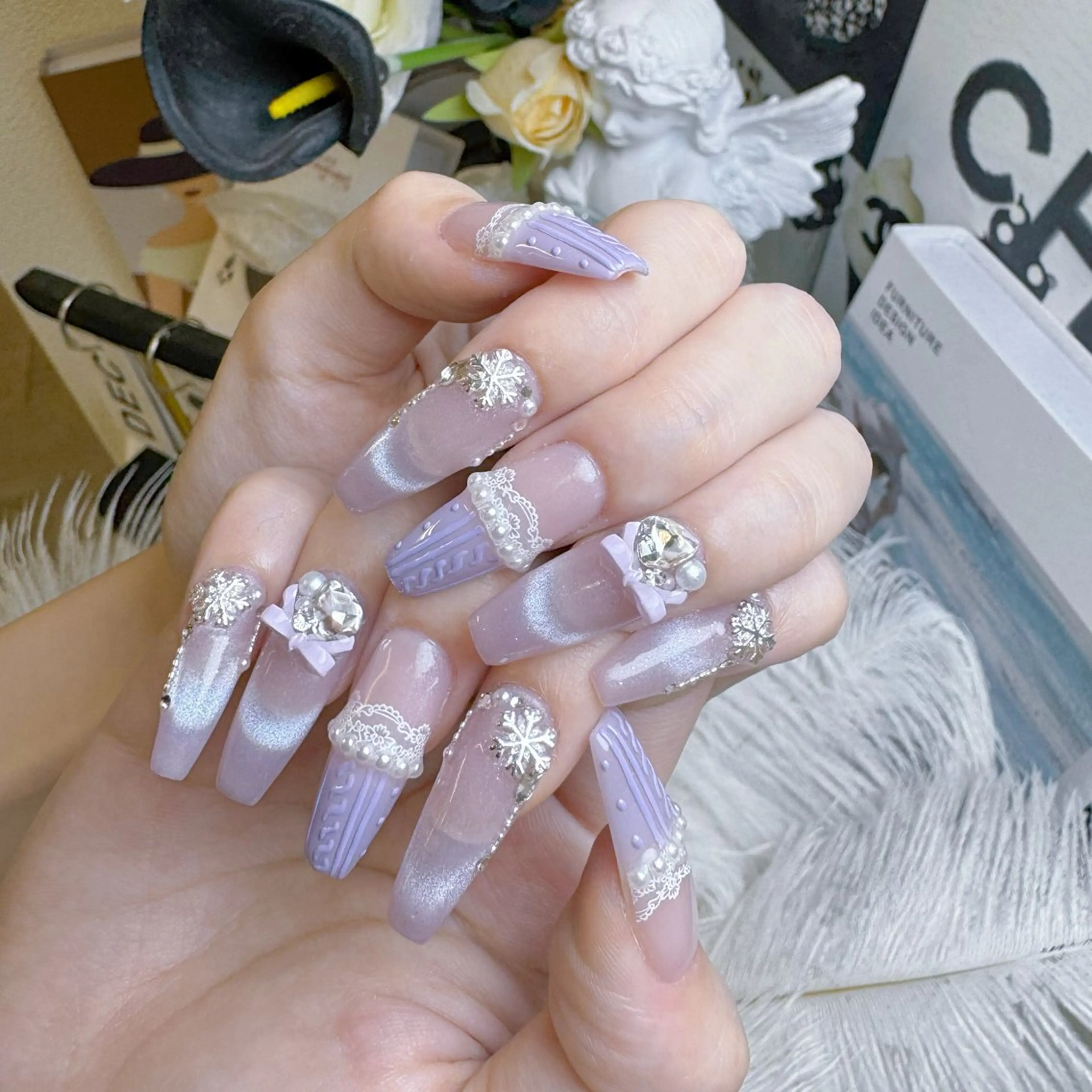 ネイル クリアネイル ハート キラキラネイル 韓国ネイル マグネットネイル ハンドネイル NailPrincess所属・princess スカルプ専門店のネイルデザイン