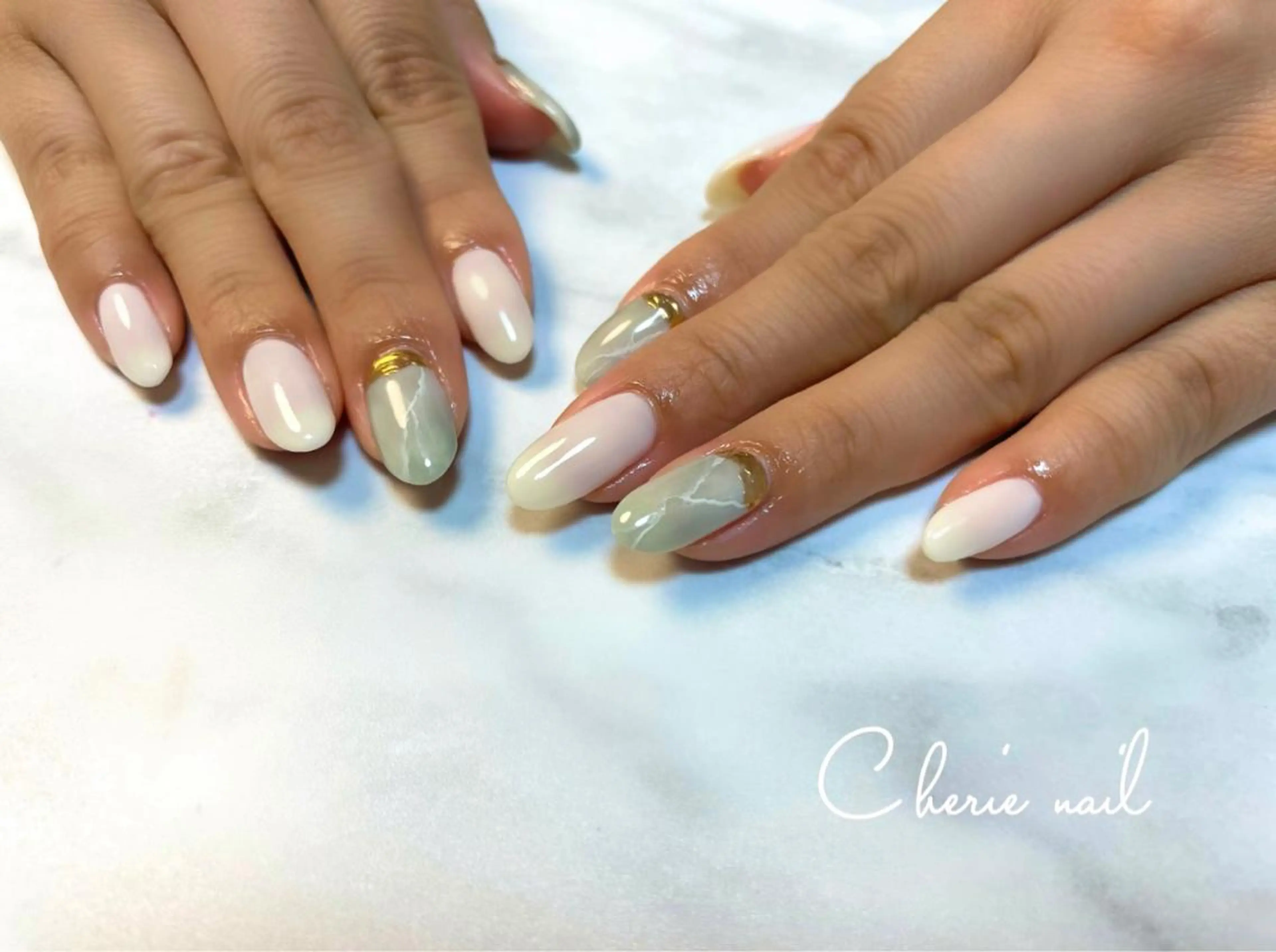 ネイル 大理石ネイル(マーブル) ハンドネイル Cherienail yunaのネイルデザイン
