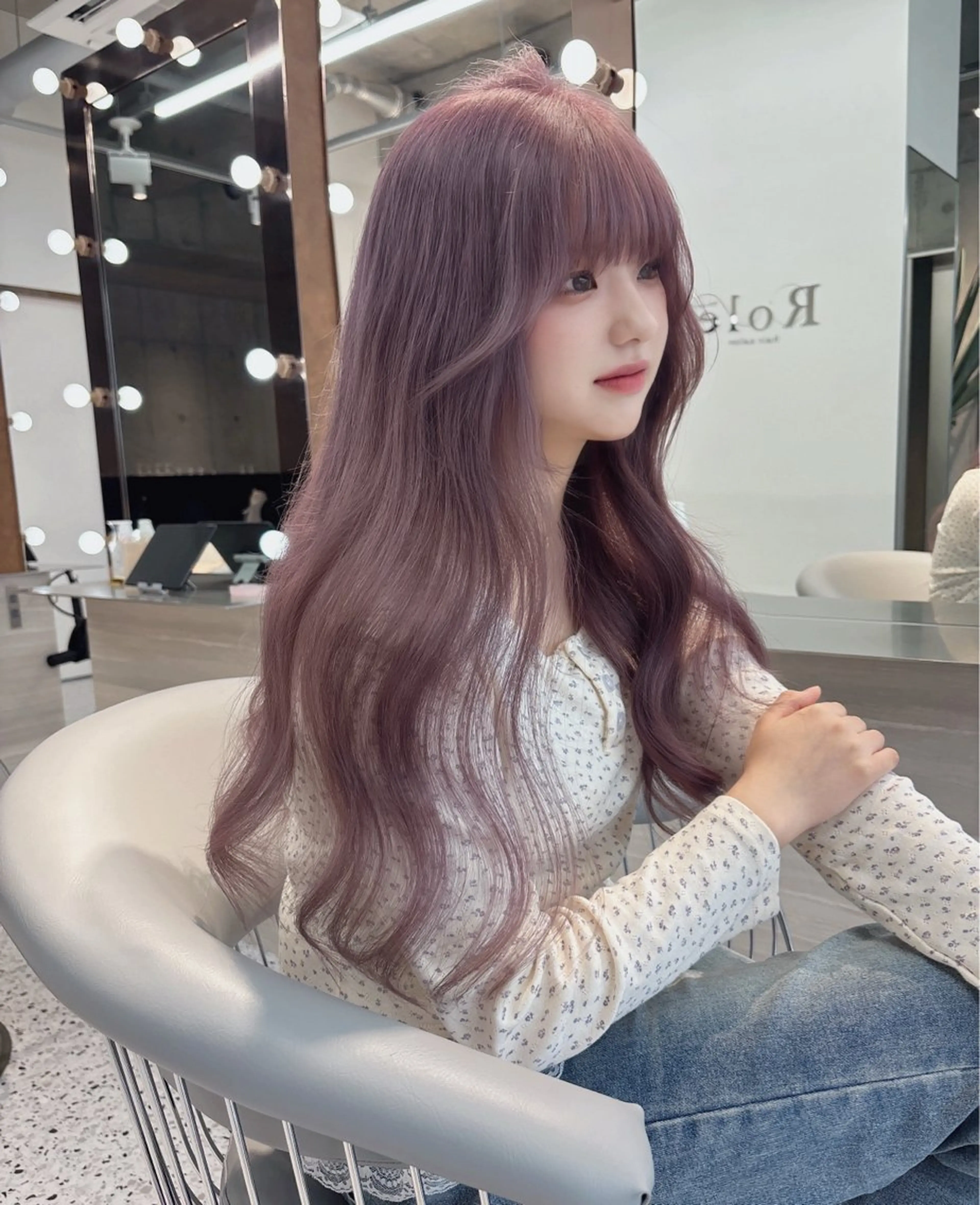 ミディアム ヘアカラー rina／ベージュ ワンホン/韓国ヘアのヘアスタイル