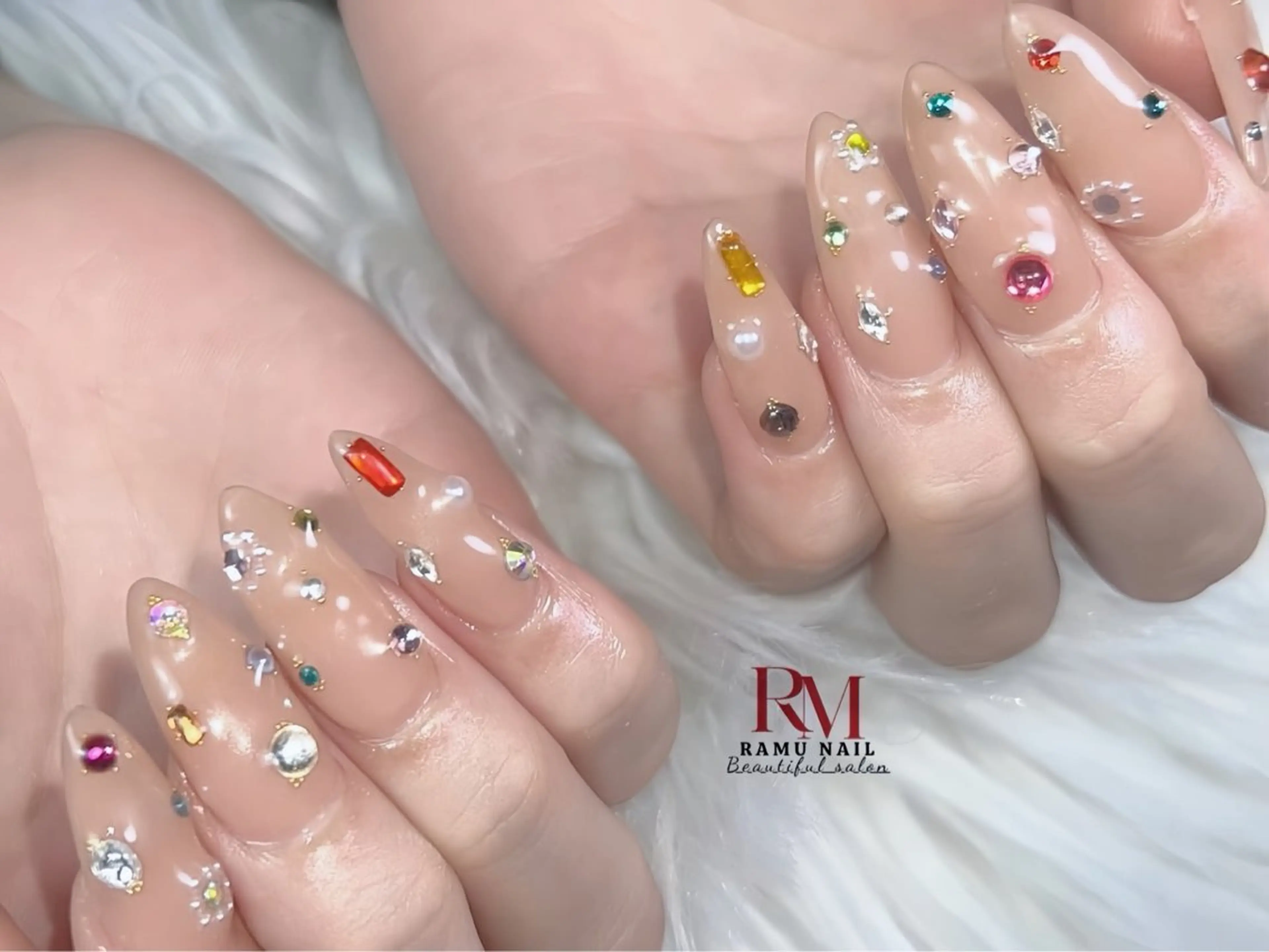 ネイル キラキラネイル マグネットネイル ミラーネイル ピンク ワンホンネイル ハンドネイル RAMU_Nail 池袋店のネイルデザイン