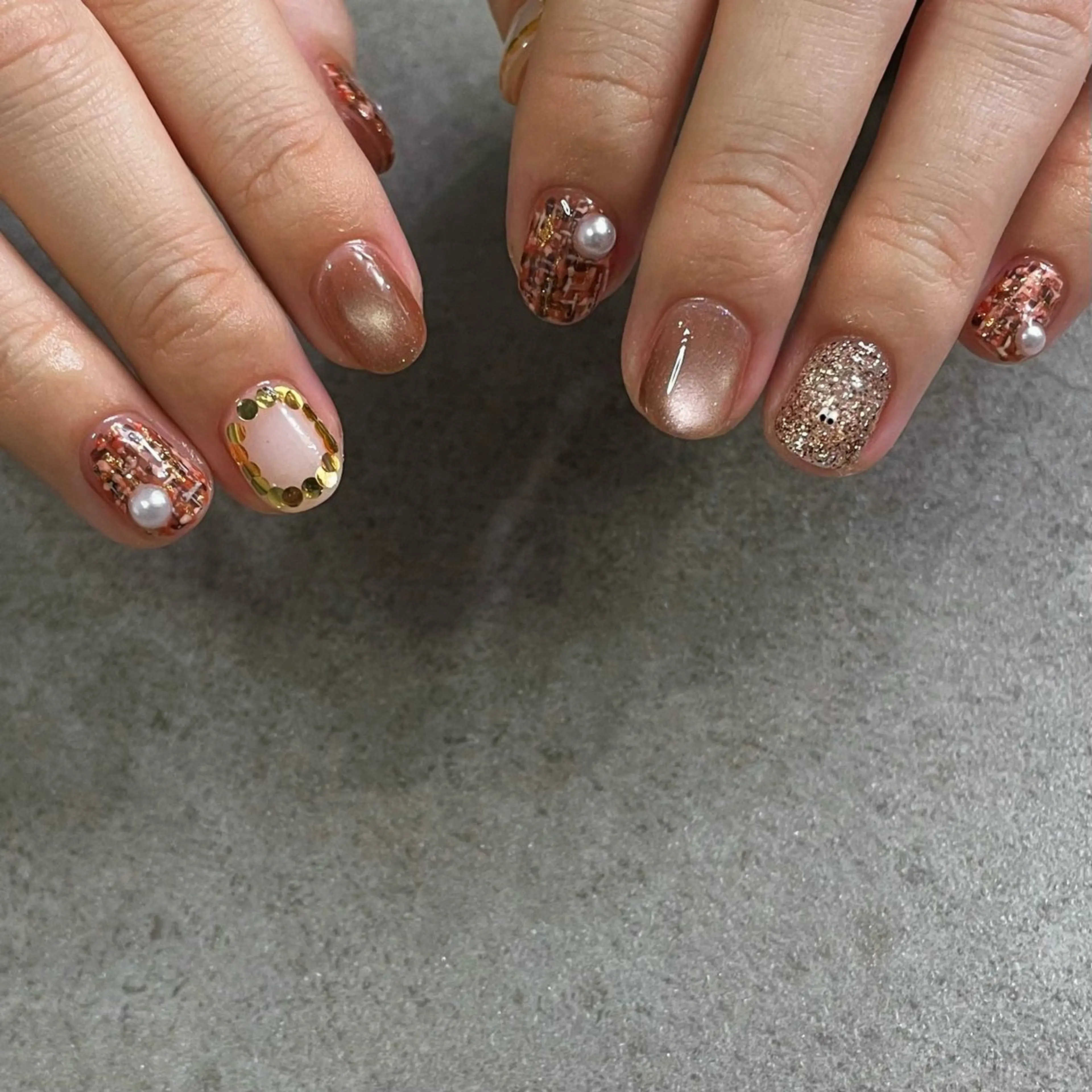 ネイル ツイードネイル ハンドネイル F room 表参道のネイルデザイン