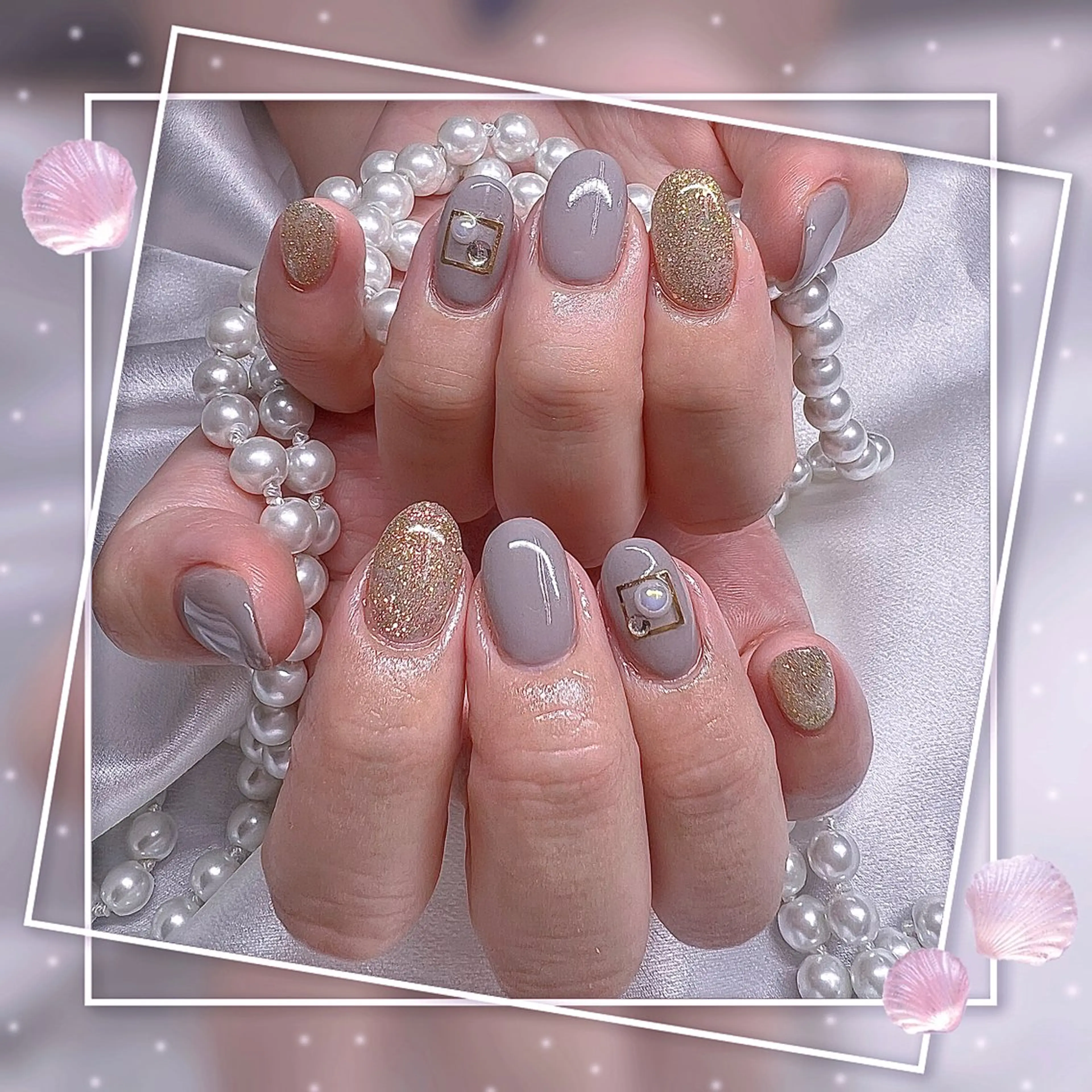 ネイル フレンチネイル グラデーション キラキラネイル 韓国ネイル マグネットネイル Chill Nailsalonのネイルデザイン