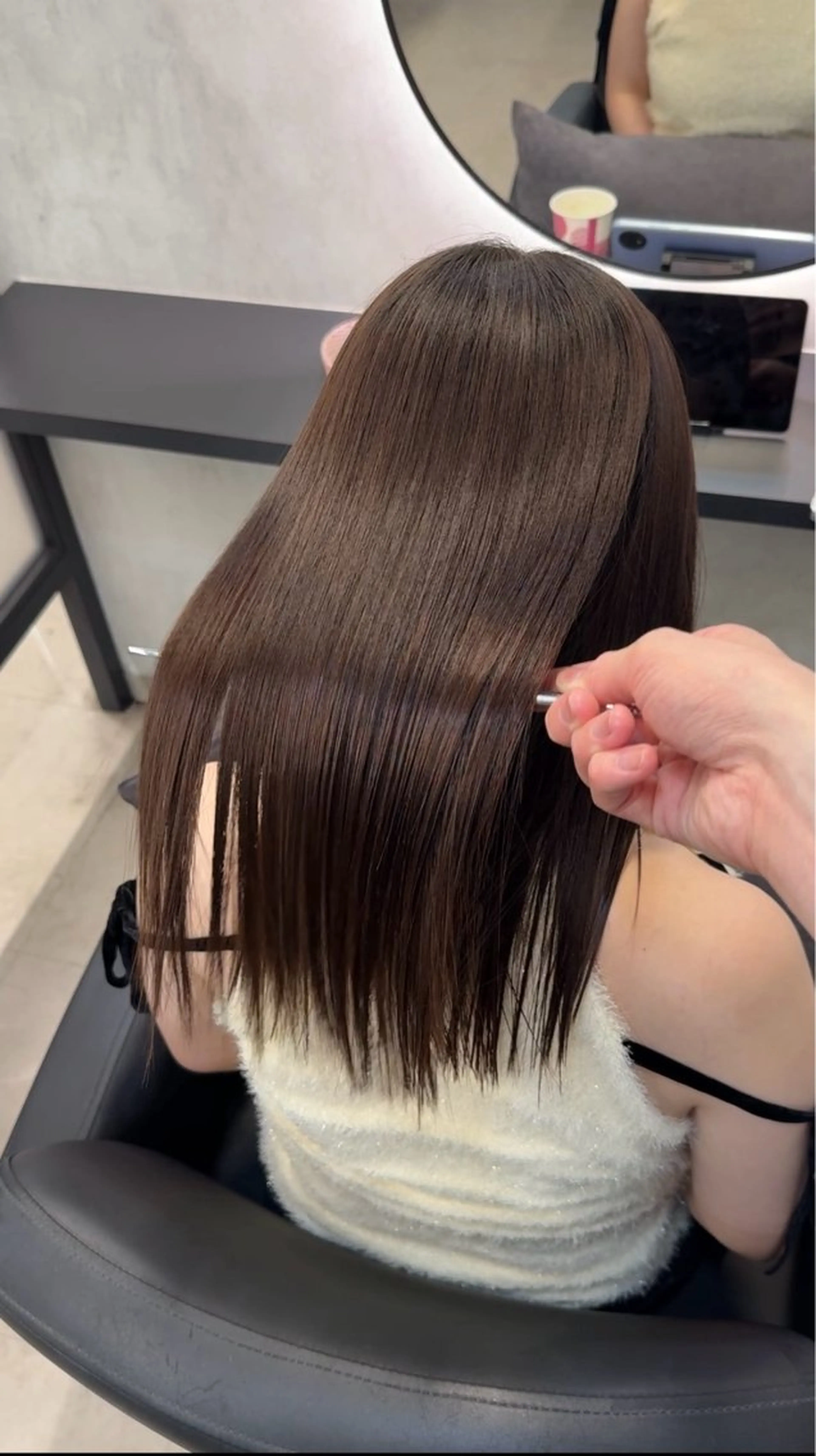 ミディアム カラー ヘアアレンジ カット ヘアカラー 縮毛矯正 新宿 /髪質改善/ 縮毛矯正/ヒュウガのヘアスタイル