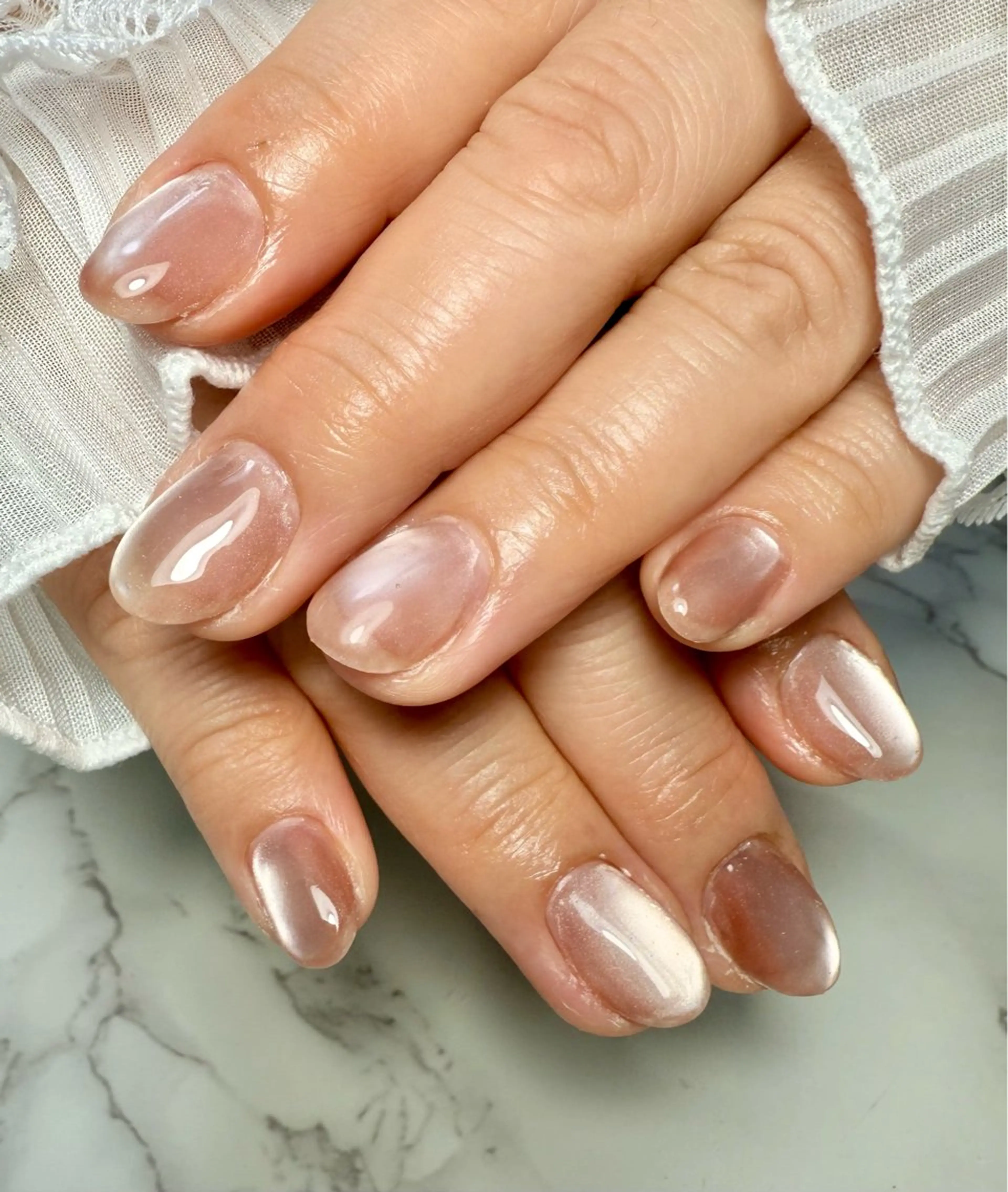 ネイル アートネイル チークネイル フラッシュネイル フラッシュマグ フレンチネイル M.N_ nailのネイルデザイン