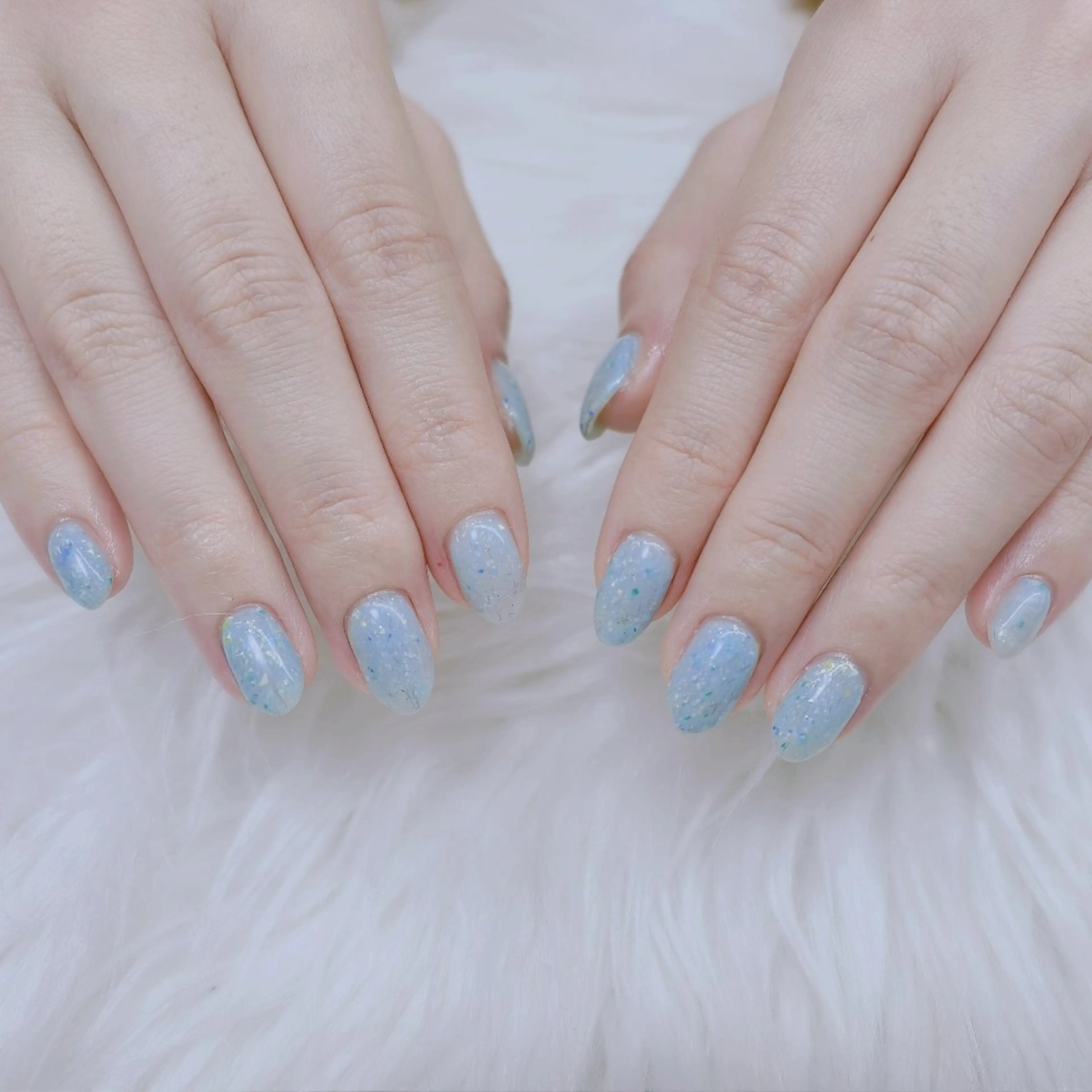 ネイル ブルー ラメ(グリッター) U.NI所属・森川 雪のネイルデザイン