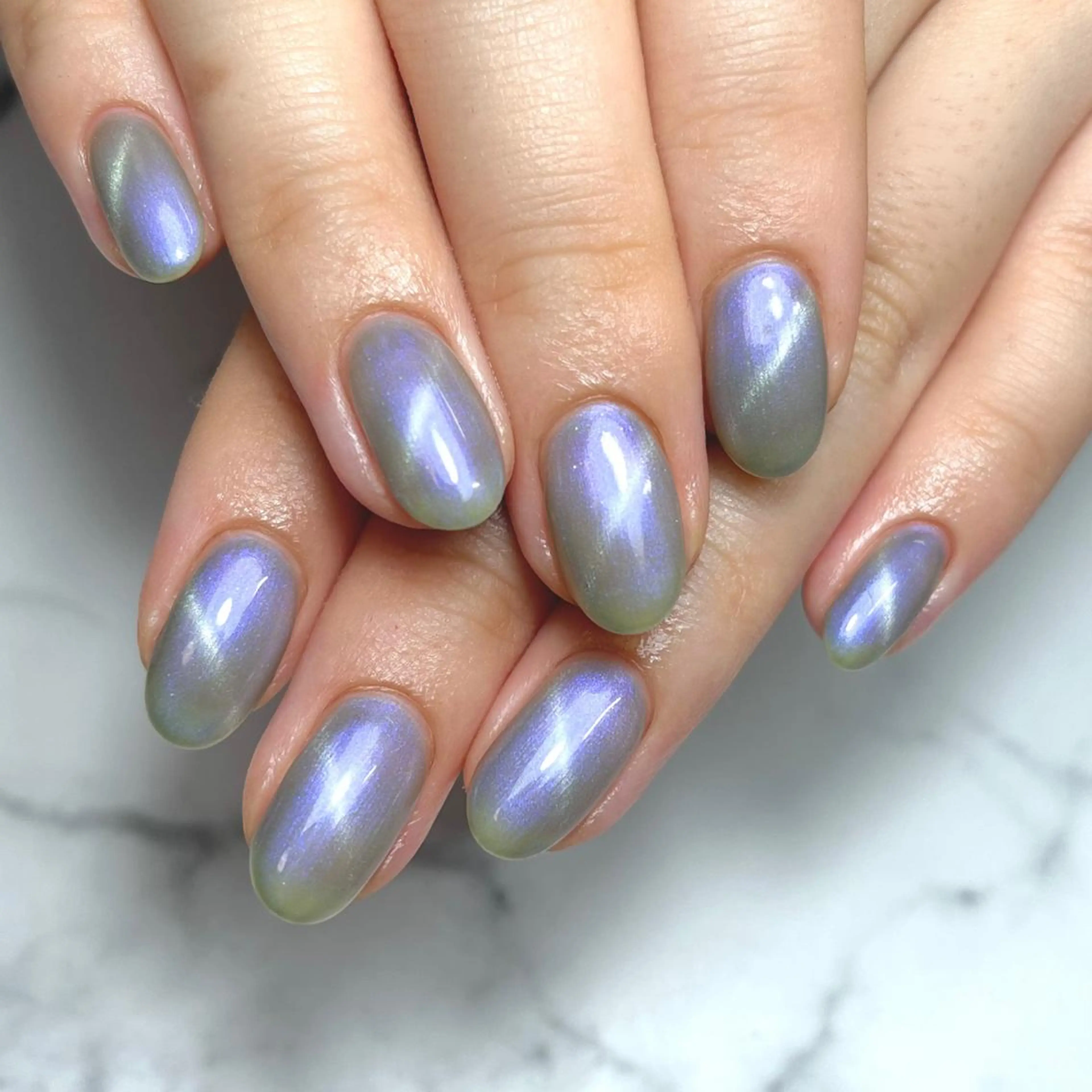 ネイル アートネイル オーロラネイル ブルー ジェルネイル 韓国ネイル ハンドネイル NAIL NOWのネイルデザイン