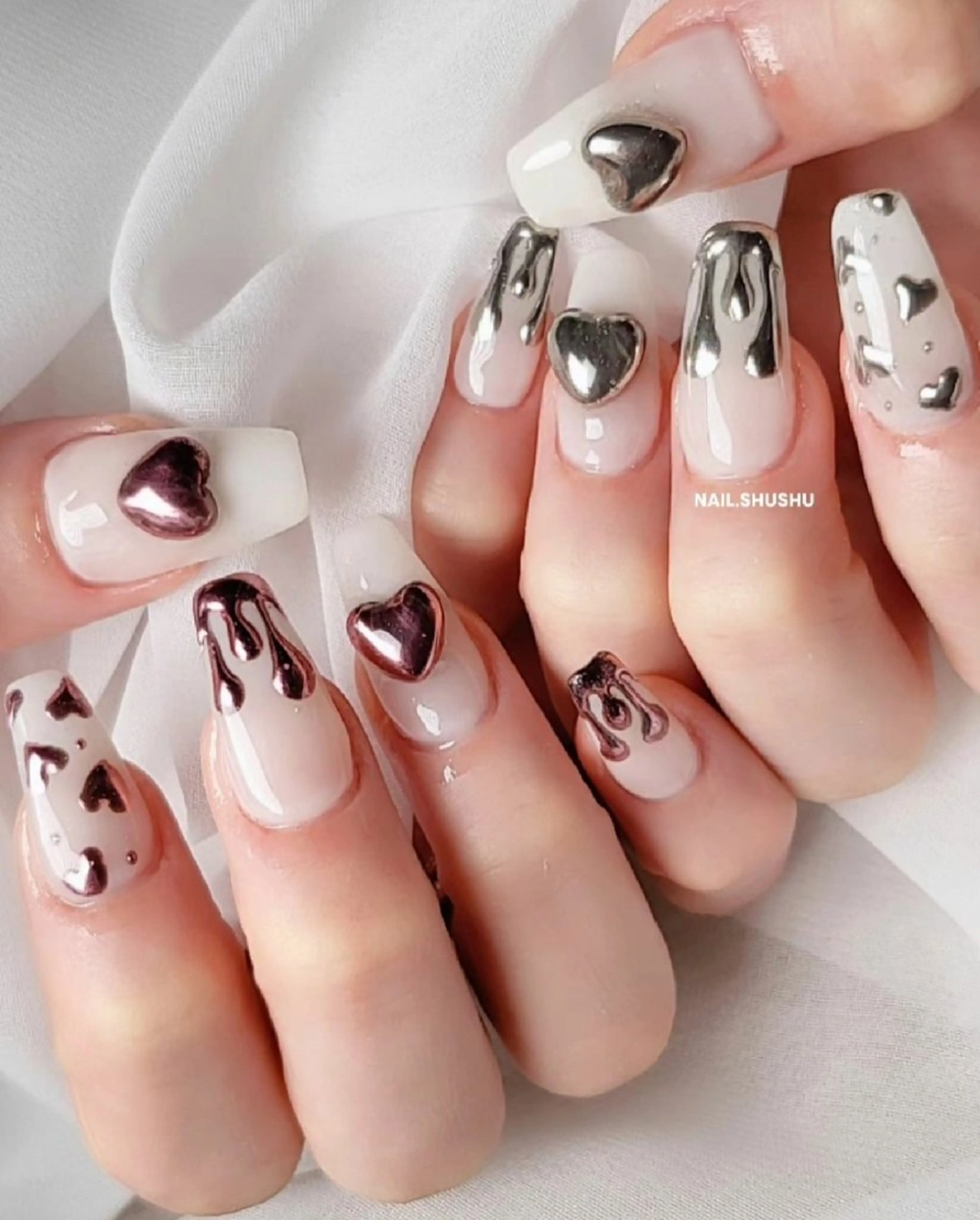 ネイル 持ち込み ニュアンスネイル ワンカラーネイル シンプルネイル 3dパーツ/流行り 👧shushu❤️のネイルデザイン