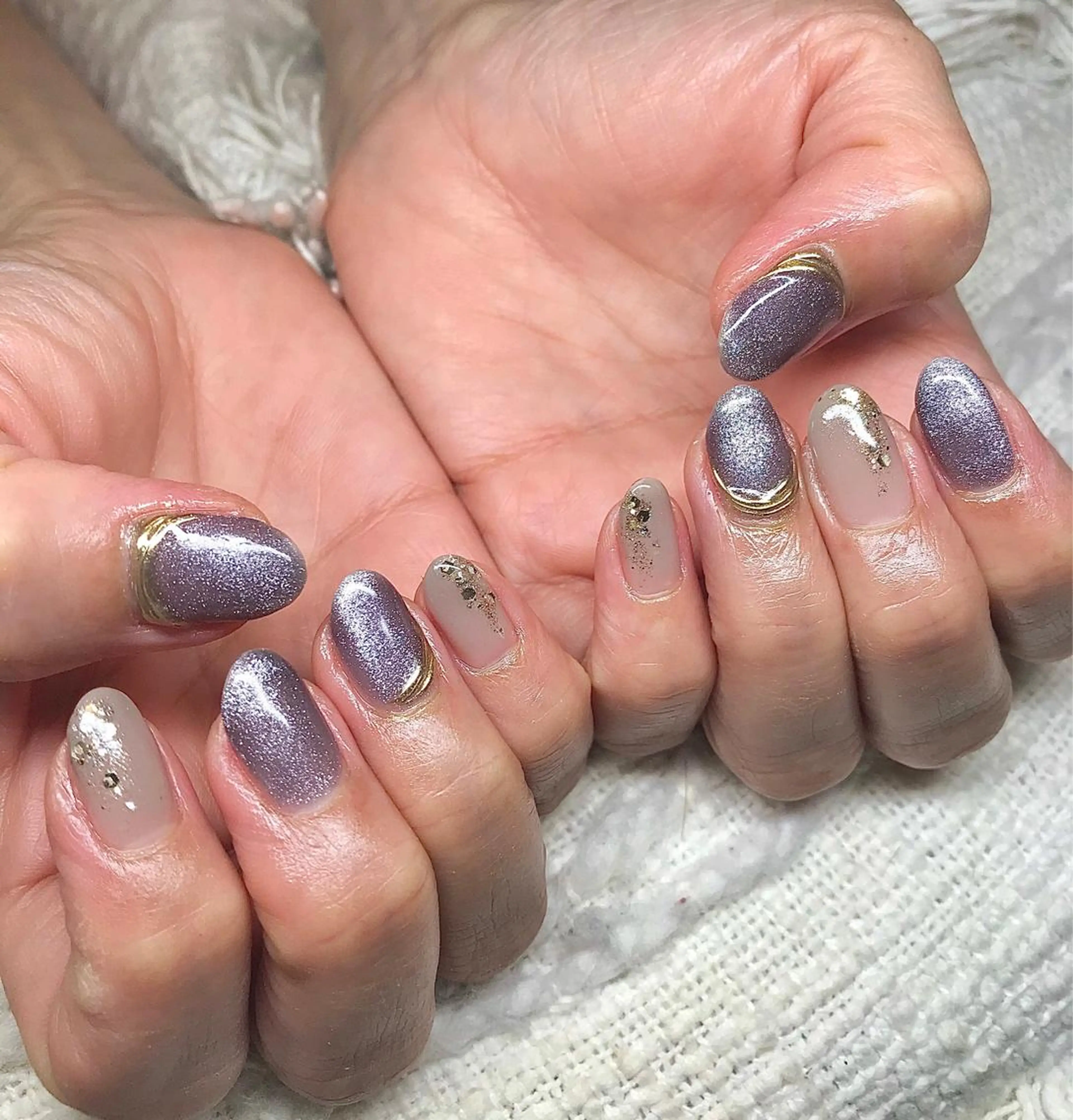 ミディアム カラー パーマ ヘアアレンジ メンズ キッズ ネイル マツエク・マツパ マグネットネイル ミラーネイル nail&eye Aoのマツエク・マツパデザイン