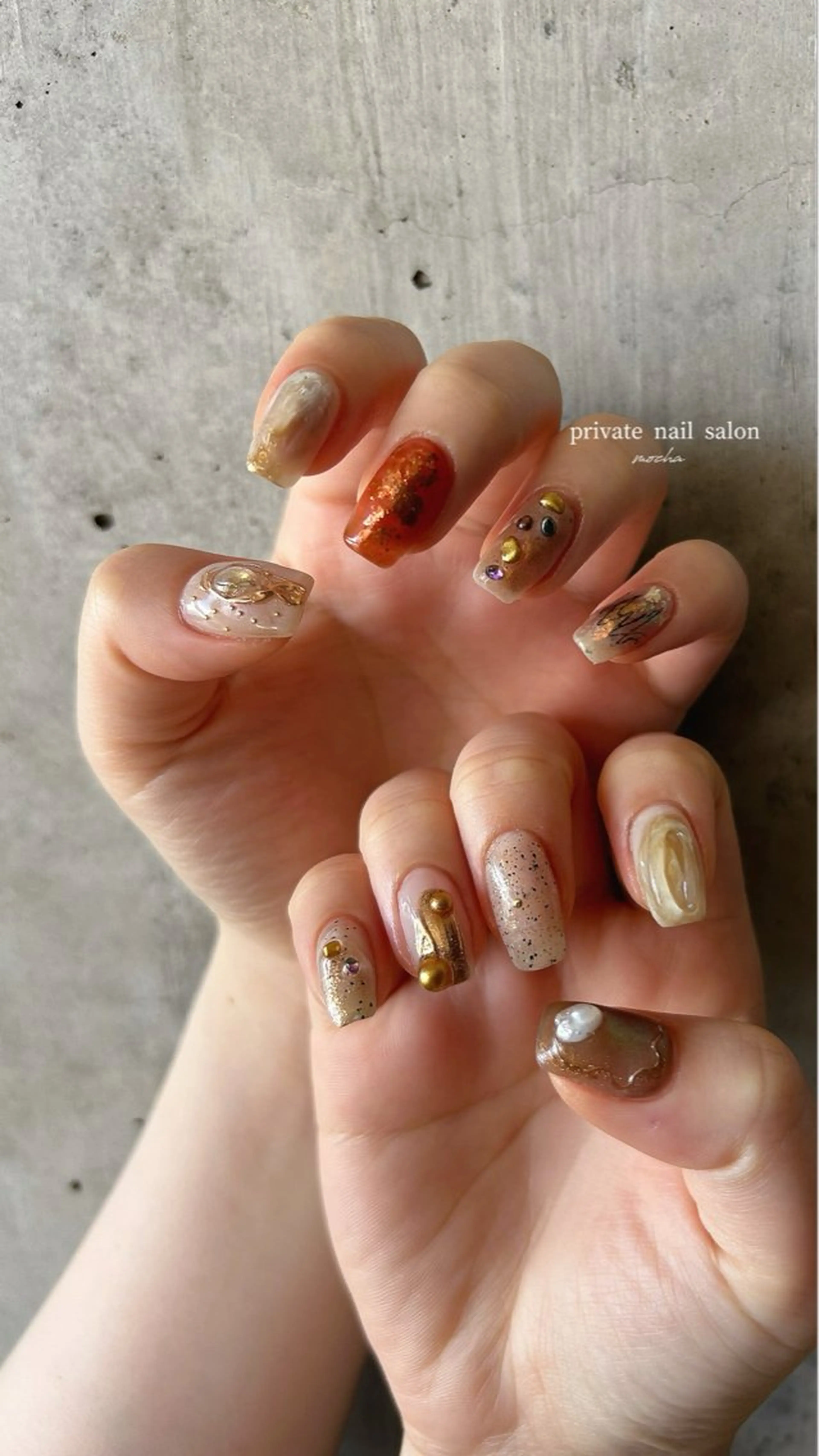 ネイル カジュアル フレンチネイル マグネットネイル ミラーネイル ニュアンスネイル ハンドネイル mocha nailのネイルデザイン