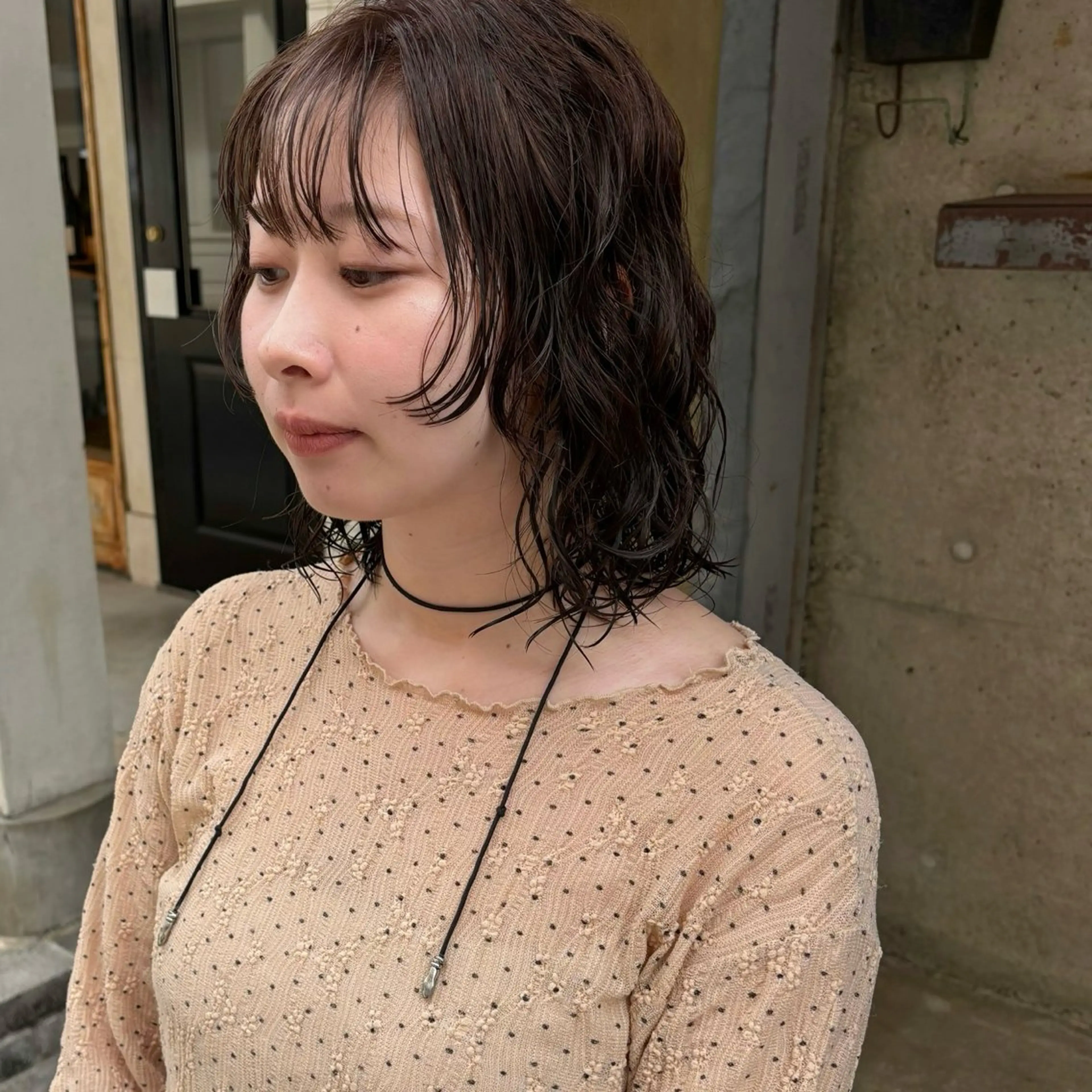 ミディアム パーマ ミディアムパーマ レイヤーカット ニュアンスパーマ カット パーマ トリートメント 水原波津輝/ボブ /ニュアンスパーマのヘアスタイル