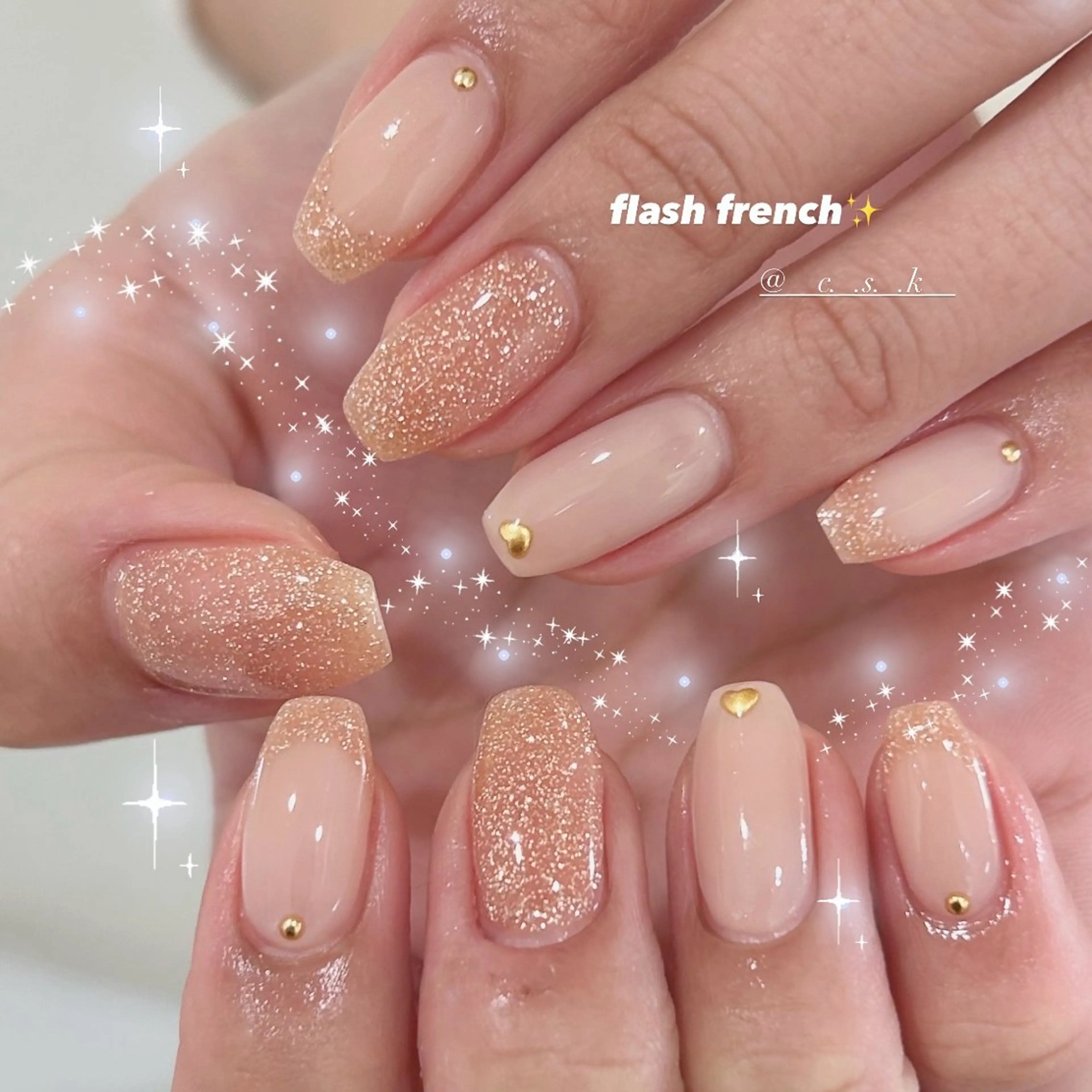ネイル フラッシュネイル ラメ(グリッター) ハンドネイル 🎀チーク/ちゅるん 🫧chisa🎀のネイルデザイン