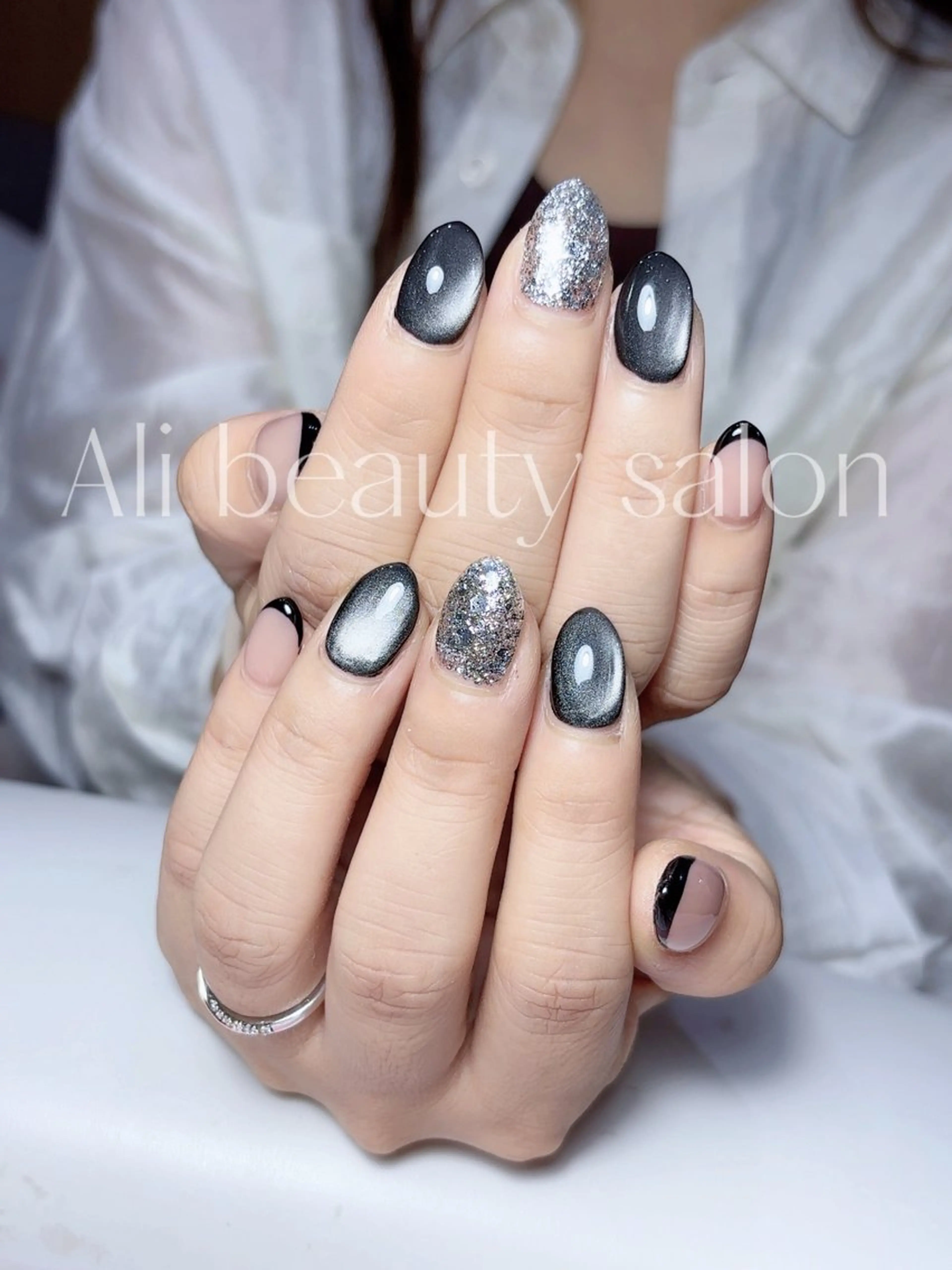 ネイル フレンチネイル マグネットネイル ハンドネイル Ali 新小岩 ネイル専門のネイルデザイン