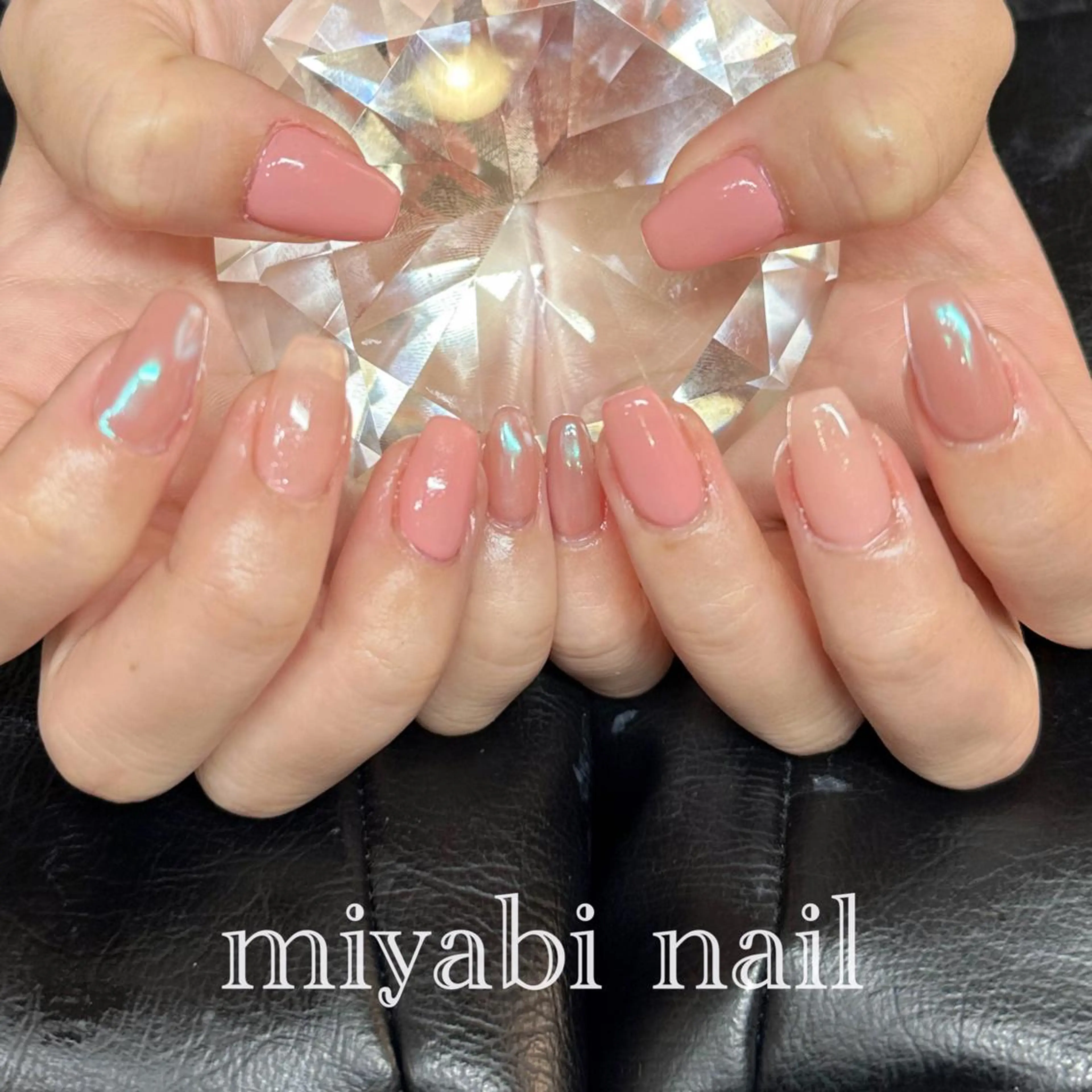 ネイル オーロラネイル ジェルネイル ミラーネイル 持ち込み オフィスネイル ハンドネイル miyabi nail 桂川駅近くのネイルデザイン