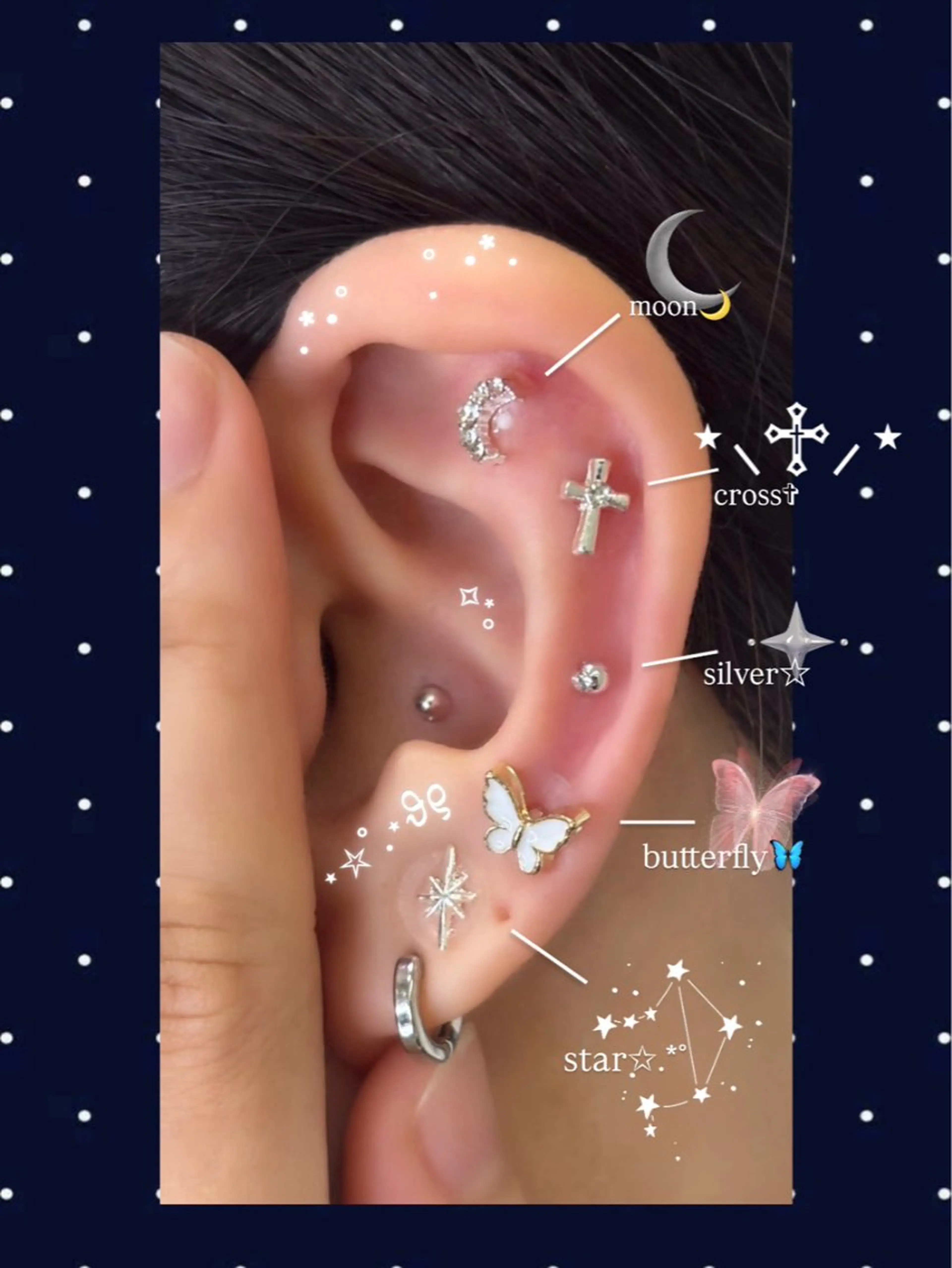 耳つぼジュエリー💎💍🩵 12パーツ(片耳6パーツ)の写真