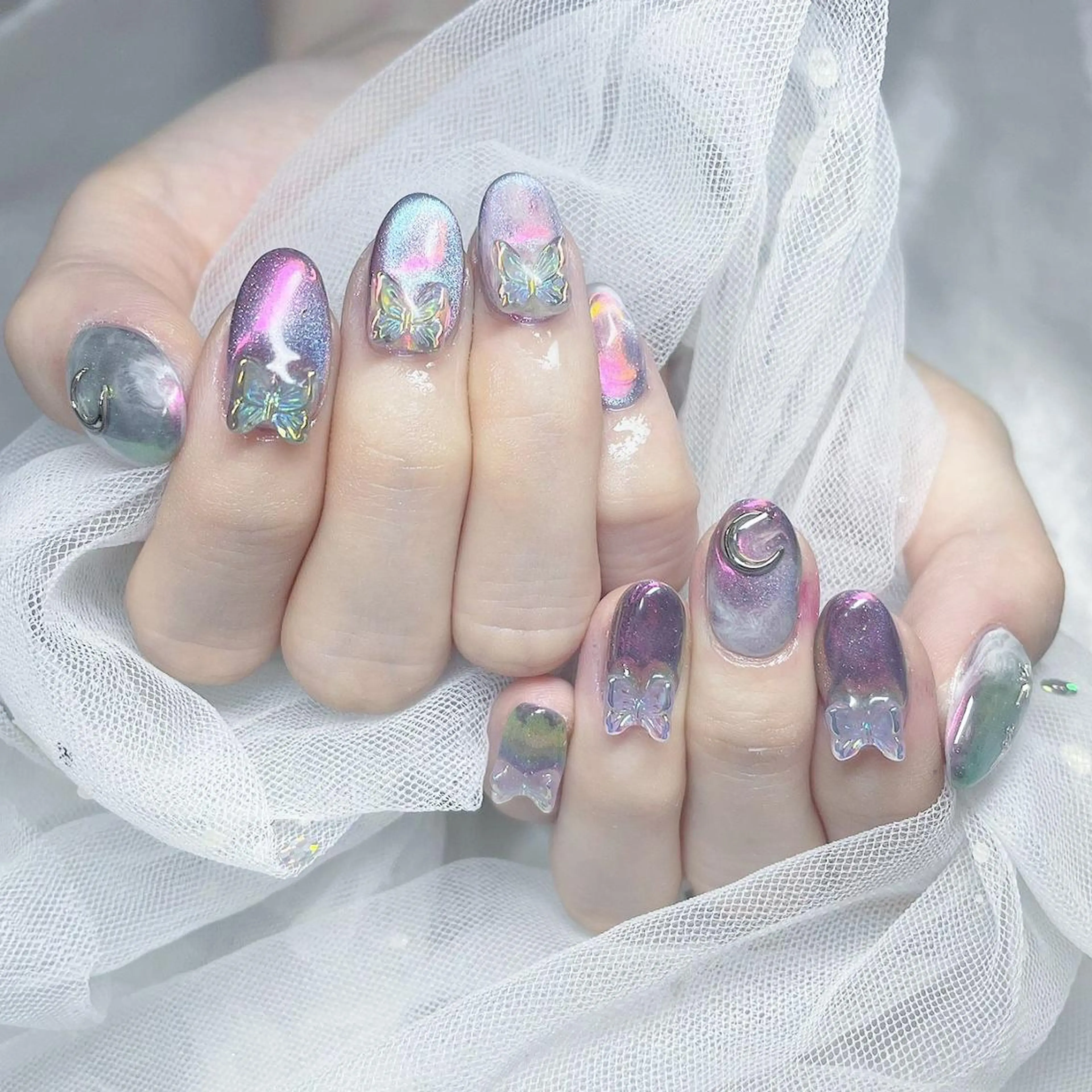 ネイル オーロラネイル マグネットネイル 🔷ﾐﾅﾐﾈｲﾙ🔷 やり放題ネイル渋谷2のネイルデザイン