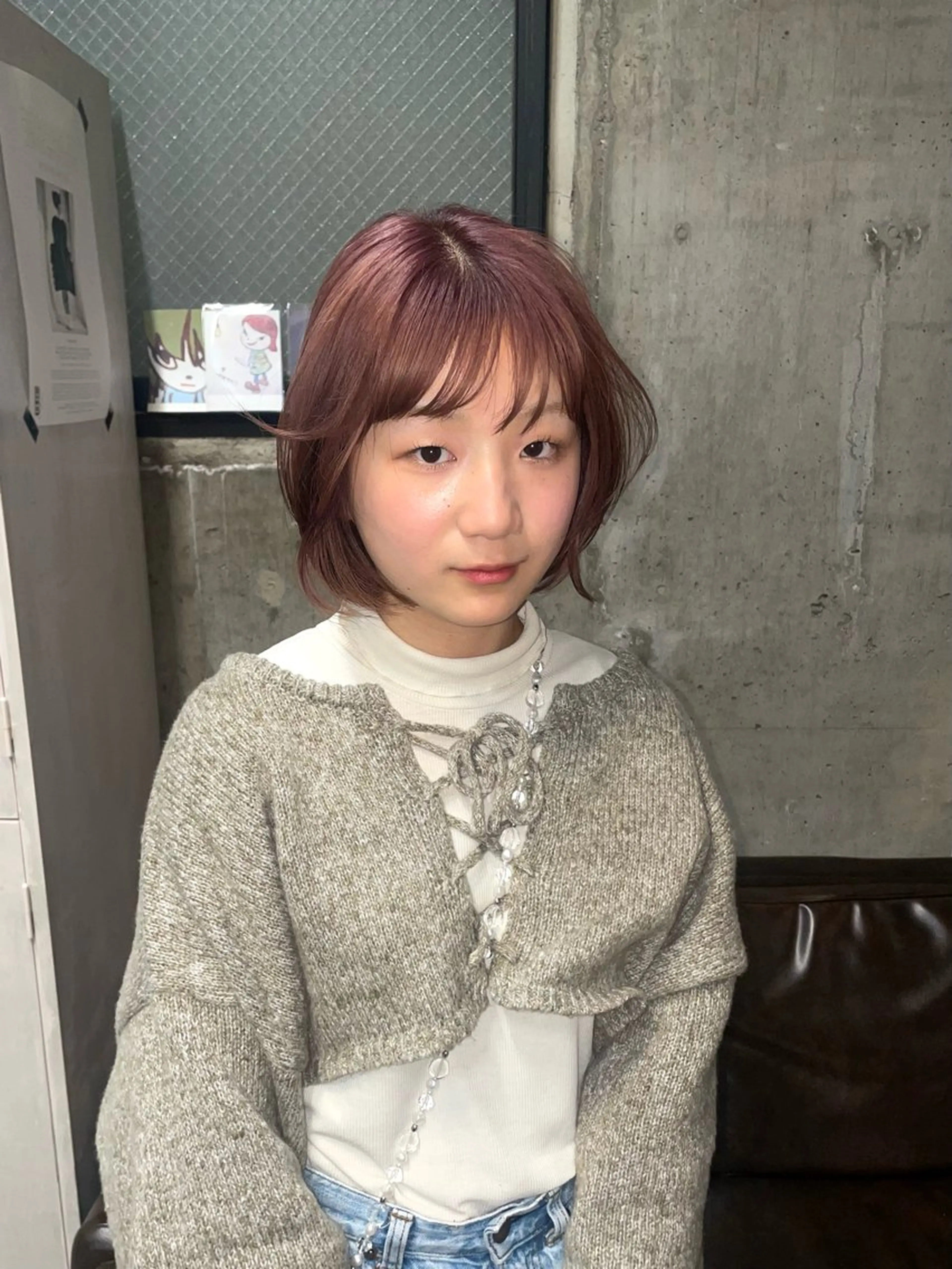 ショート カラー ブラウンカラー ピンクカラー ピンクブラウン muku所属・ボブ/パーマ /muku サリのヘアスタイル