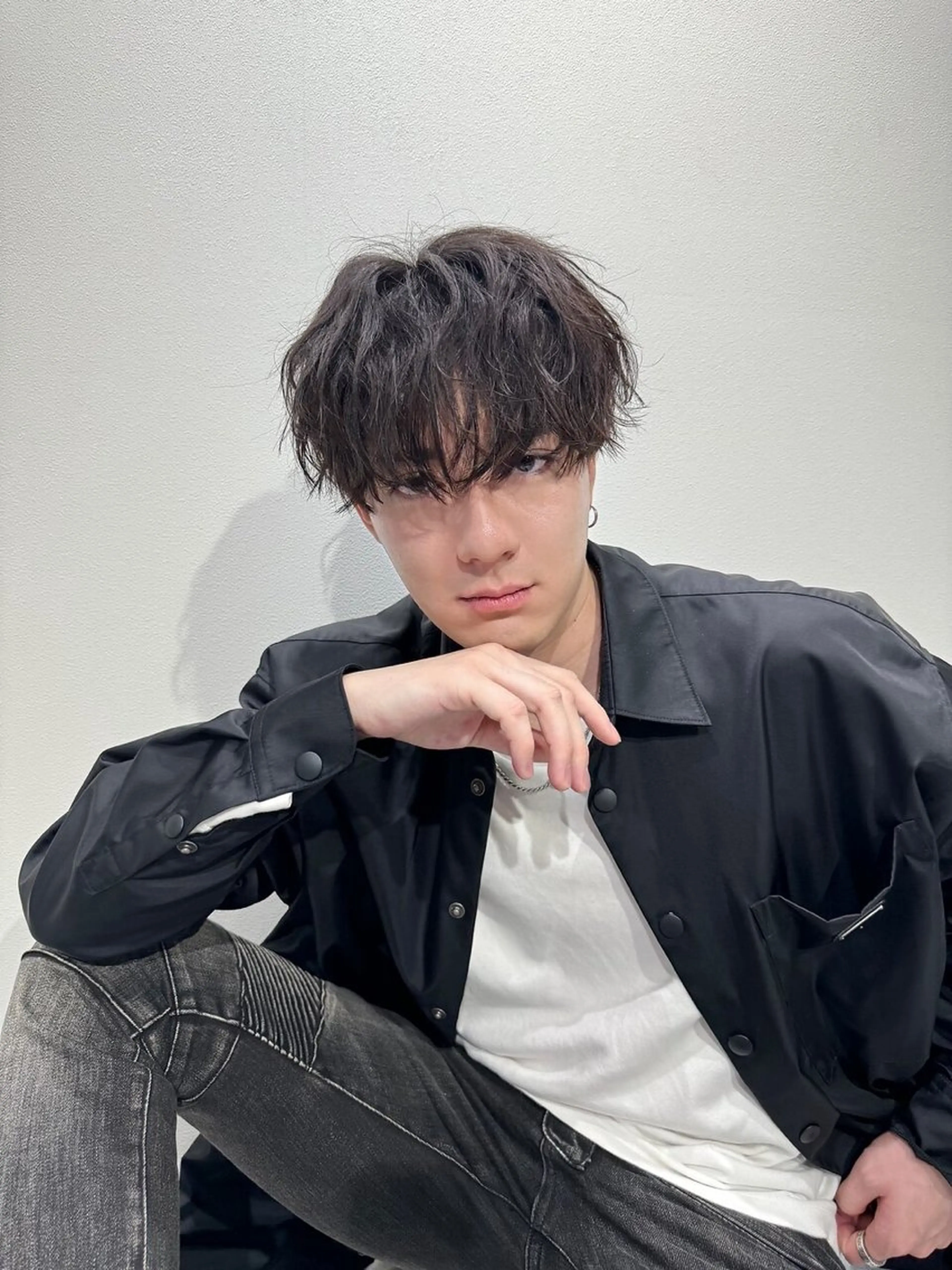 メンズ センターパート ダウンパーマ フェードカット フェザーパーマ カルマパーマ カット MEN’SsalonHYPE所属・メンズカット/布施/ 秋山　涼のヘアスタイル