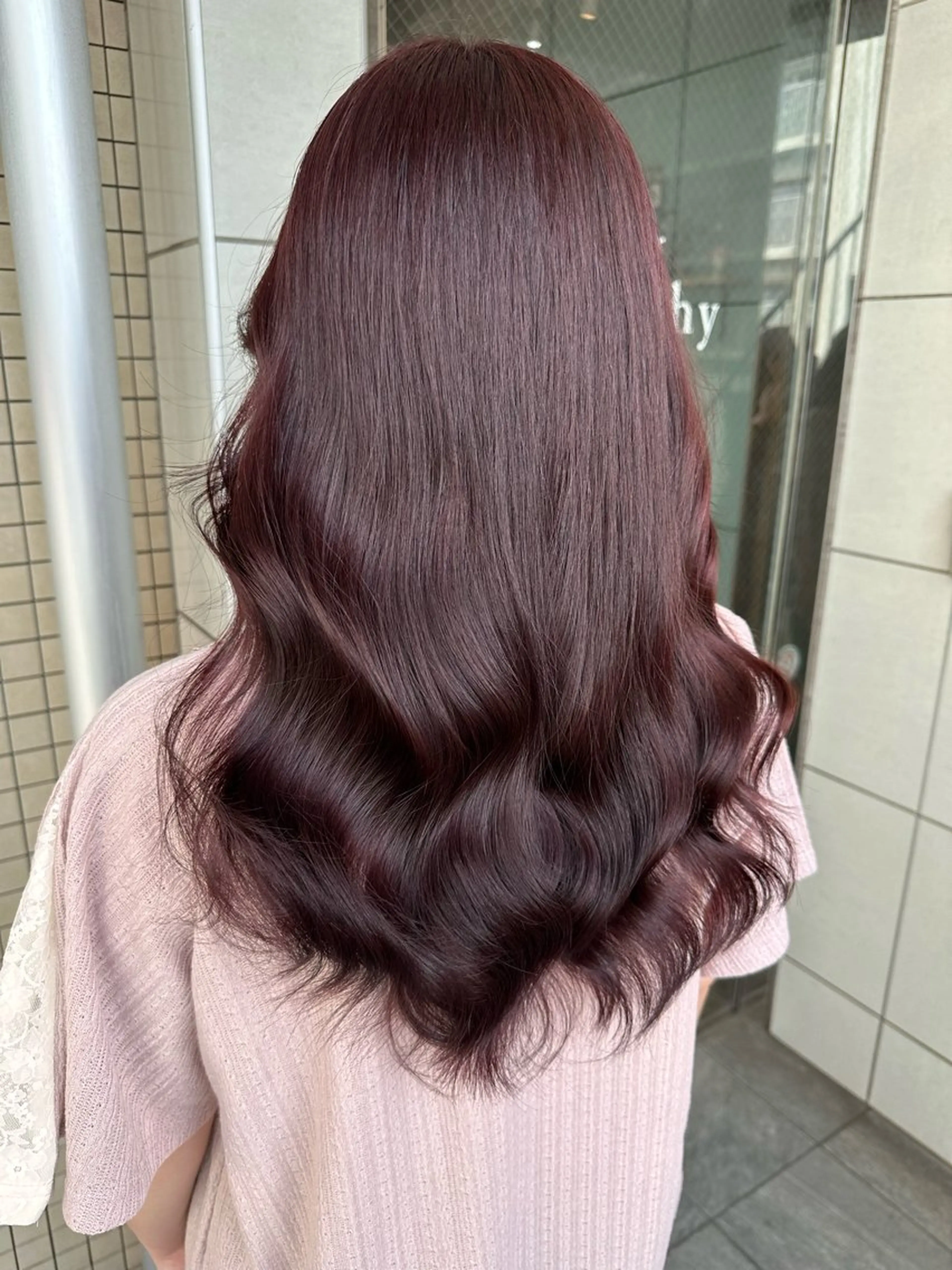 ロング カラー ブリーチ ブラウンカラー ブリーチなしカラー ピンクカラー ピンクパープル ヘアカラー トリートメント 🧸プルエクステ❤︎ ネイルKAO🧸のヘアスタイル