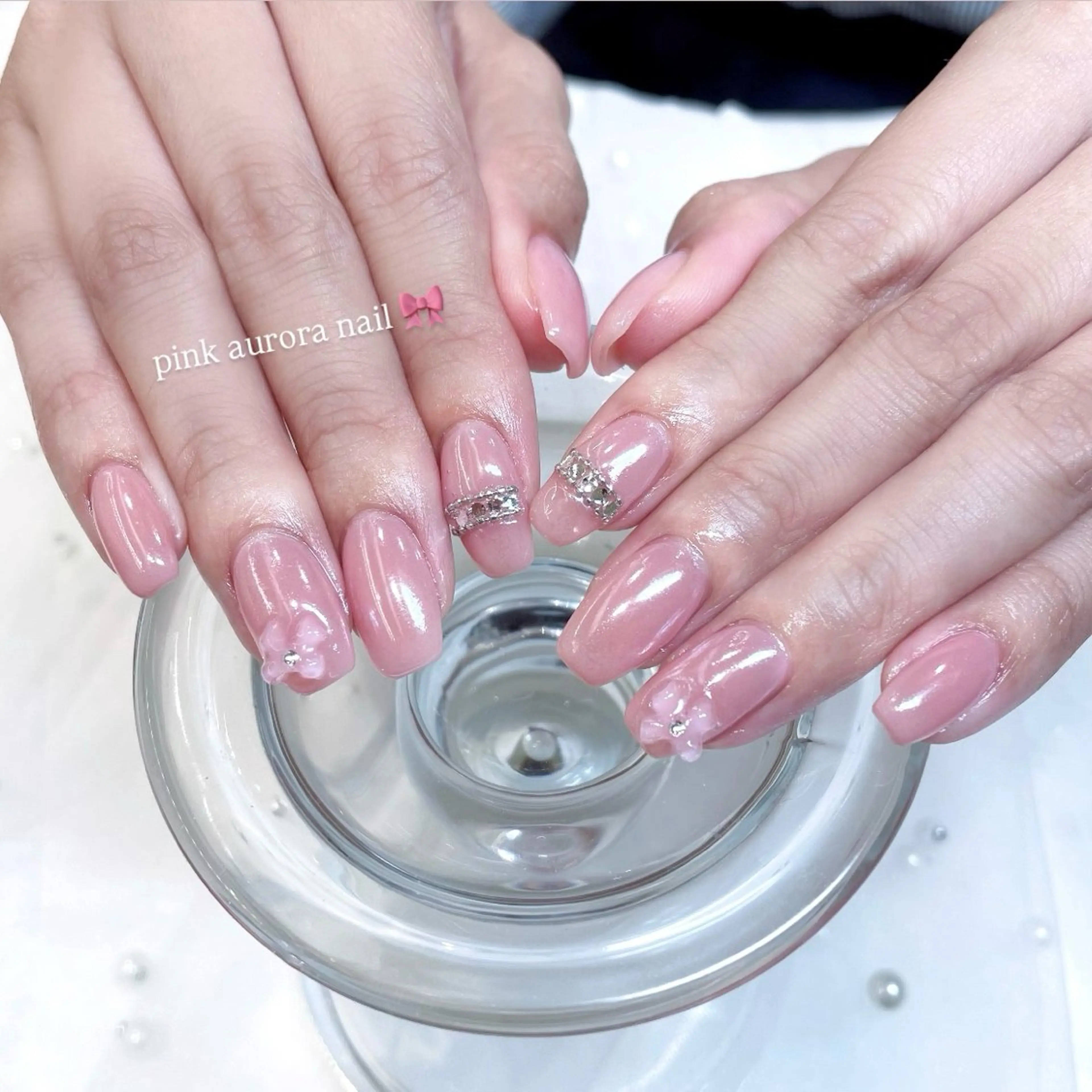 ネイル オーロラネイル ピンク ハンドネイル Tsuki🌙/渋谷 /パラジェルのネイルデザイン