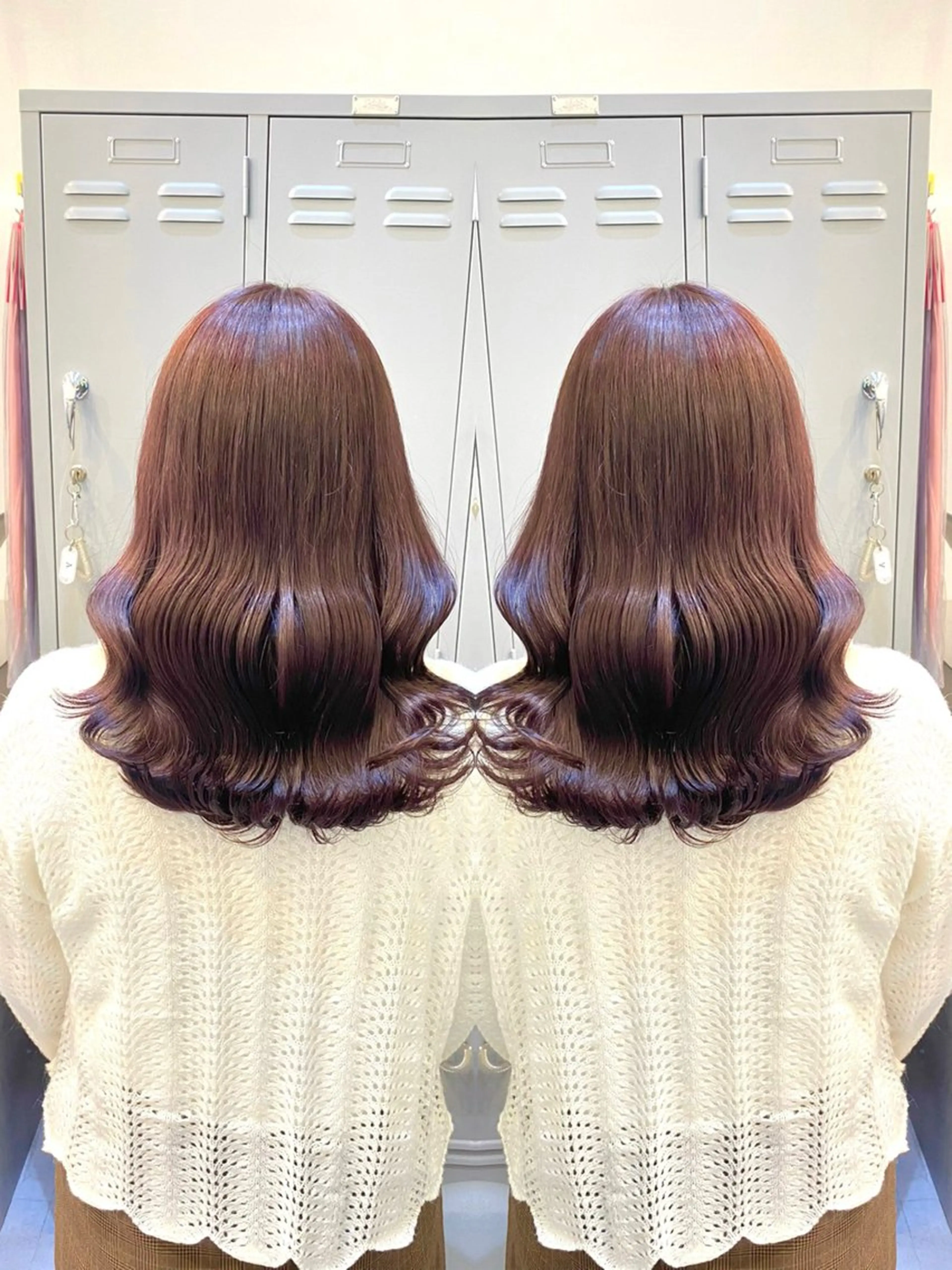 セミロング カラー 髪質改善× ハイライト溝江のヘアスタイル