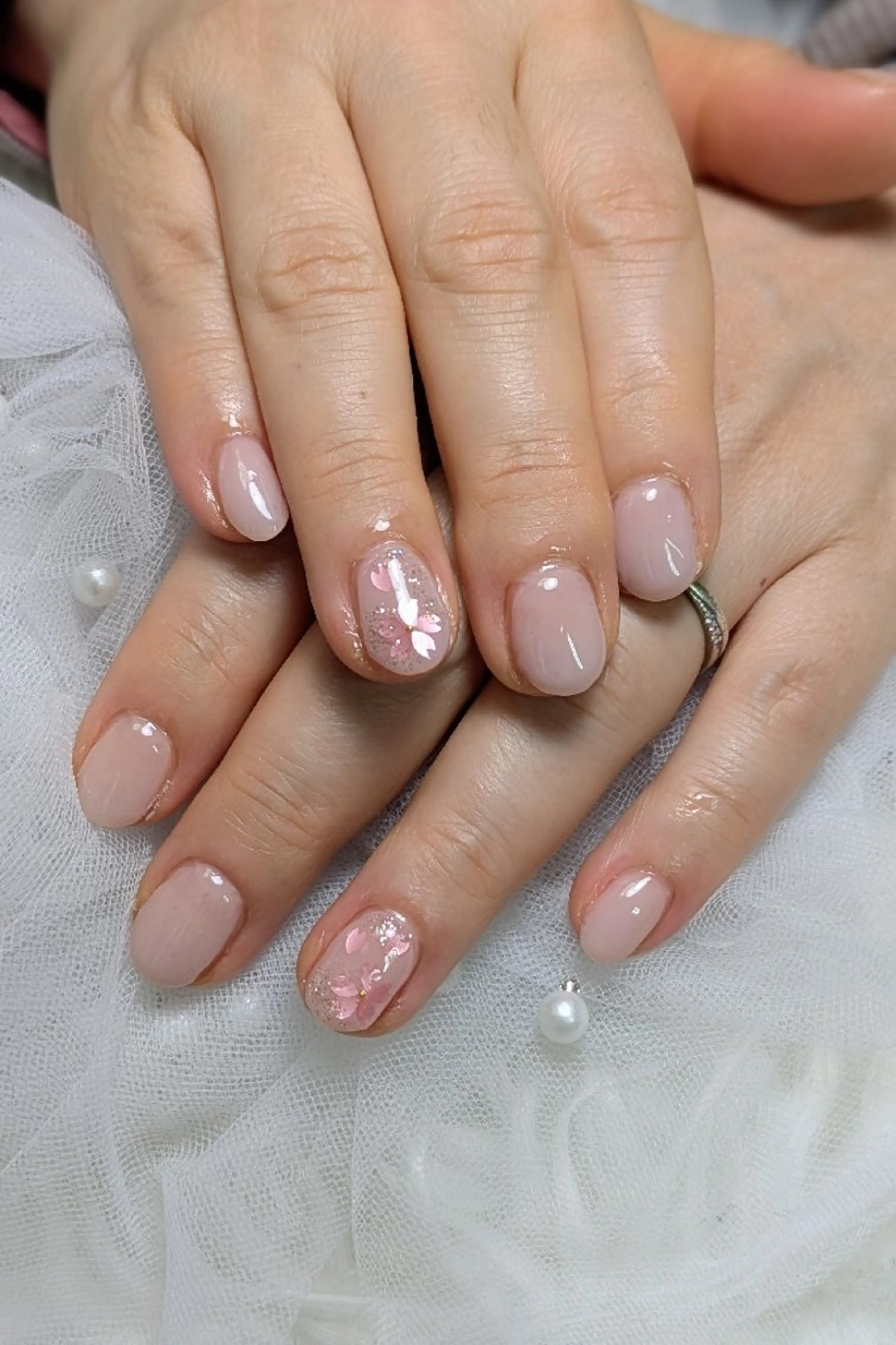 ネイル 桜ネイル ハンドネイル m&pPrivate nailsalonのネイルデザイン