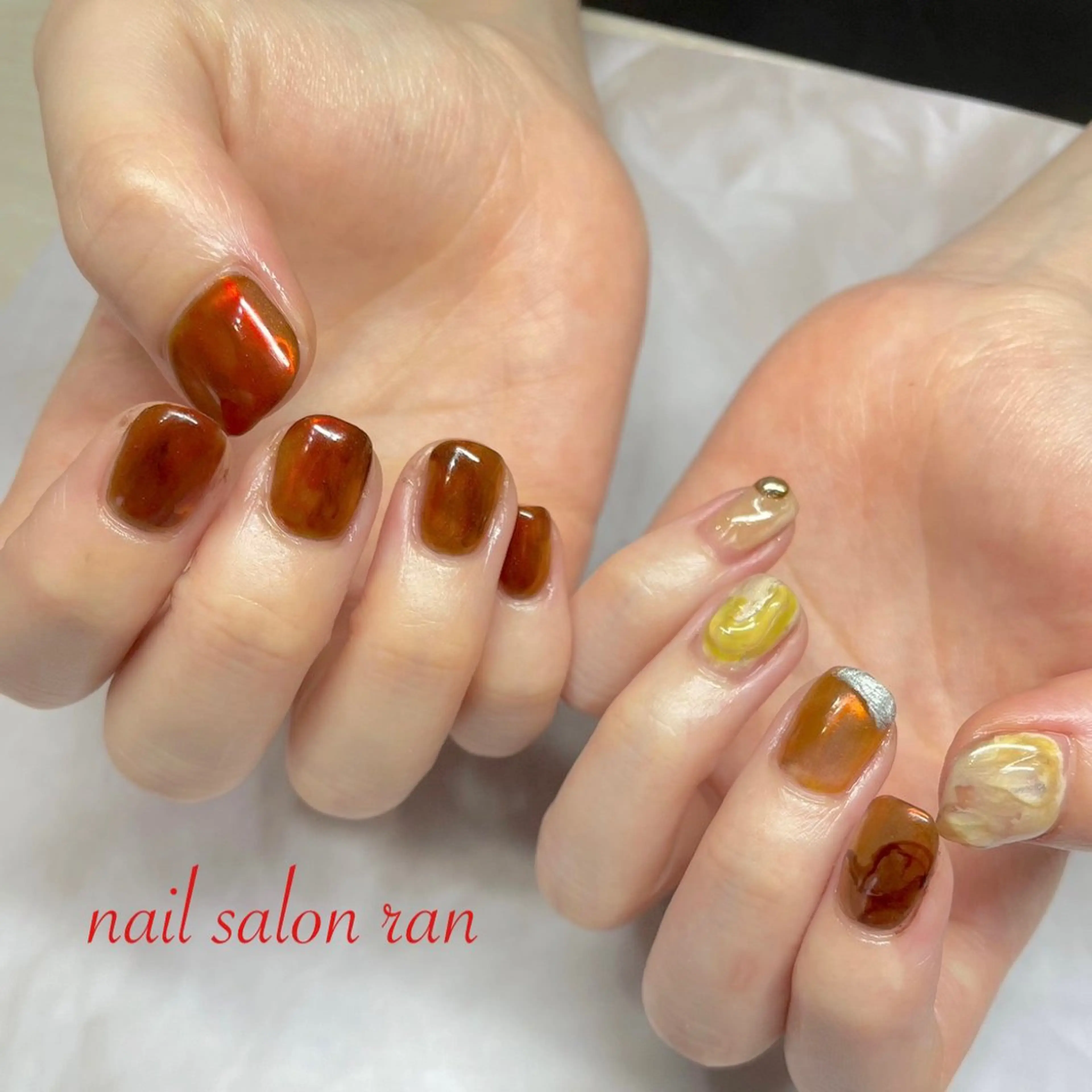 ネイル ジェルネイル ミラーネイル ニュアンスネイル ハンドネイル ハンドケア nailsalon ranのネイルデザイン