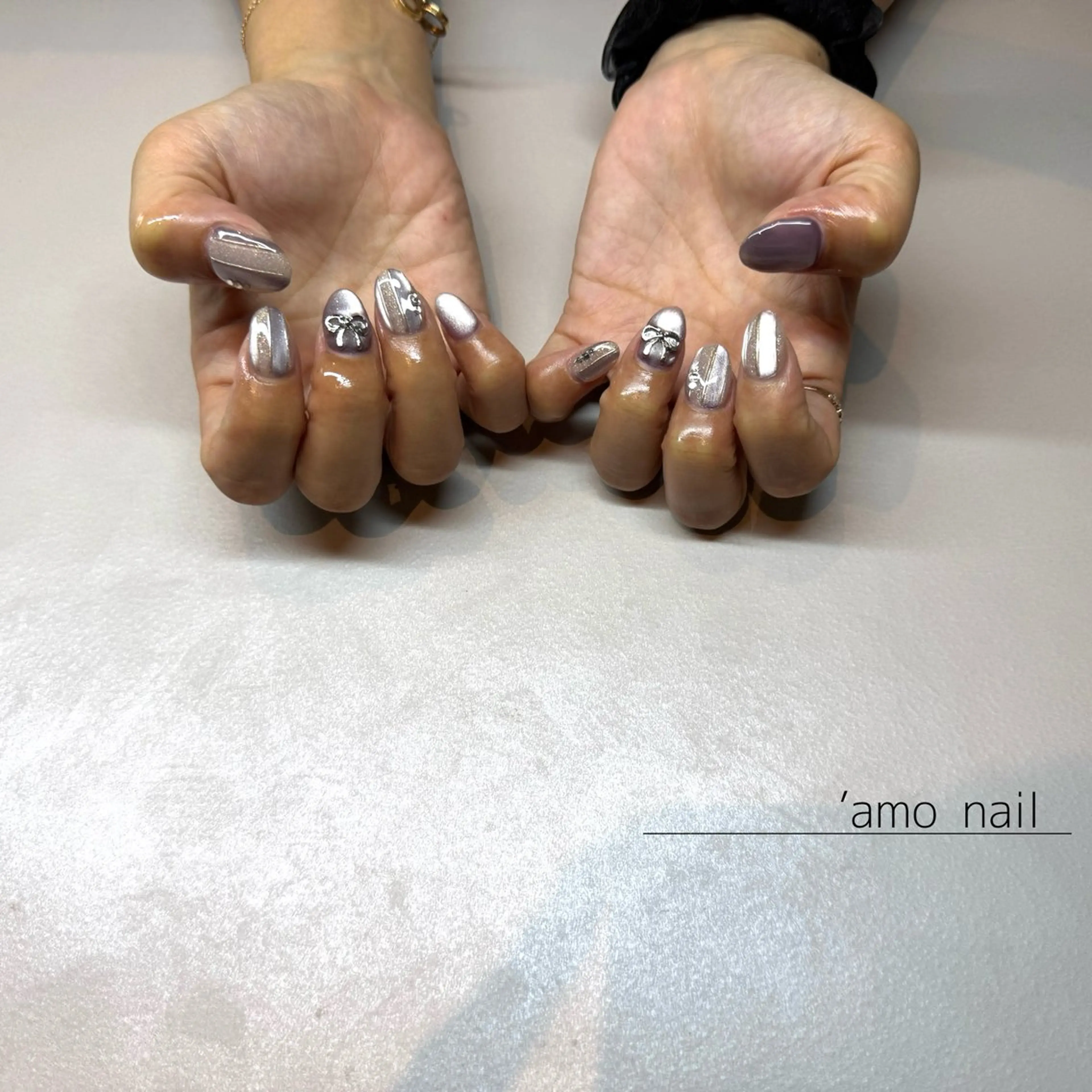 ネイル アートネイル ラメ(グリッター) マグネットネイル ストーンネイル 'amo nail所属・'amo nailのネイルデザイン