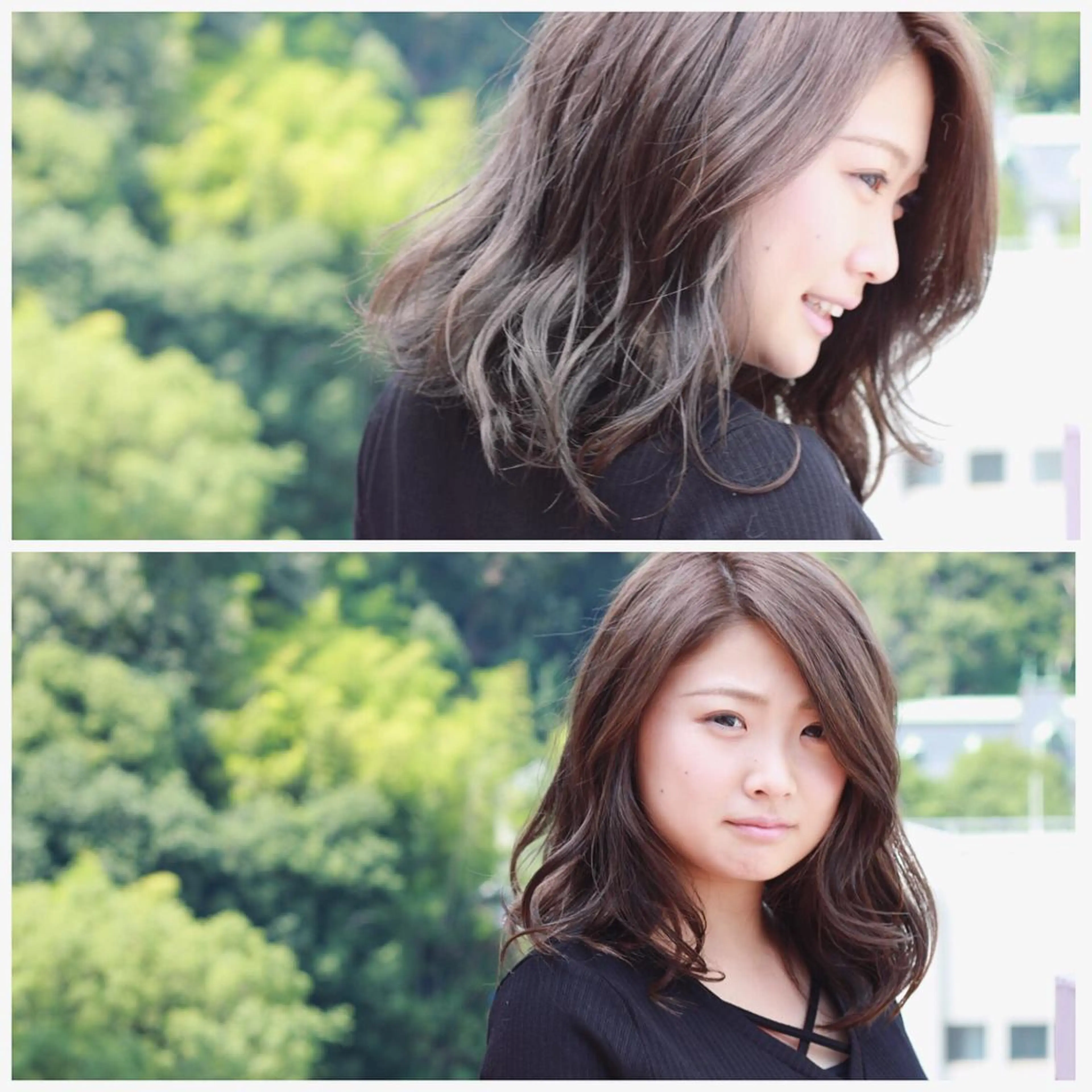 ミディアム カラー グレージュ カット パーマ Viage （ビアージュ）のヘアスタイル