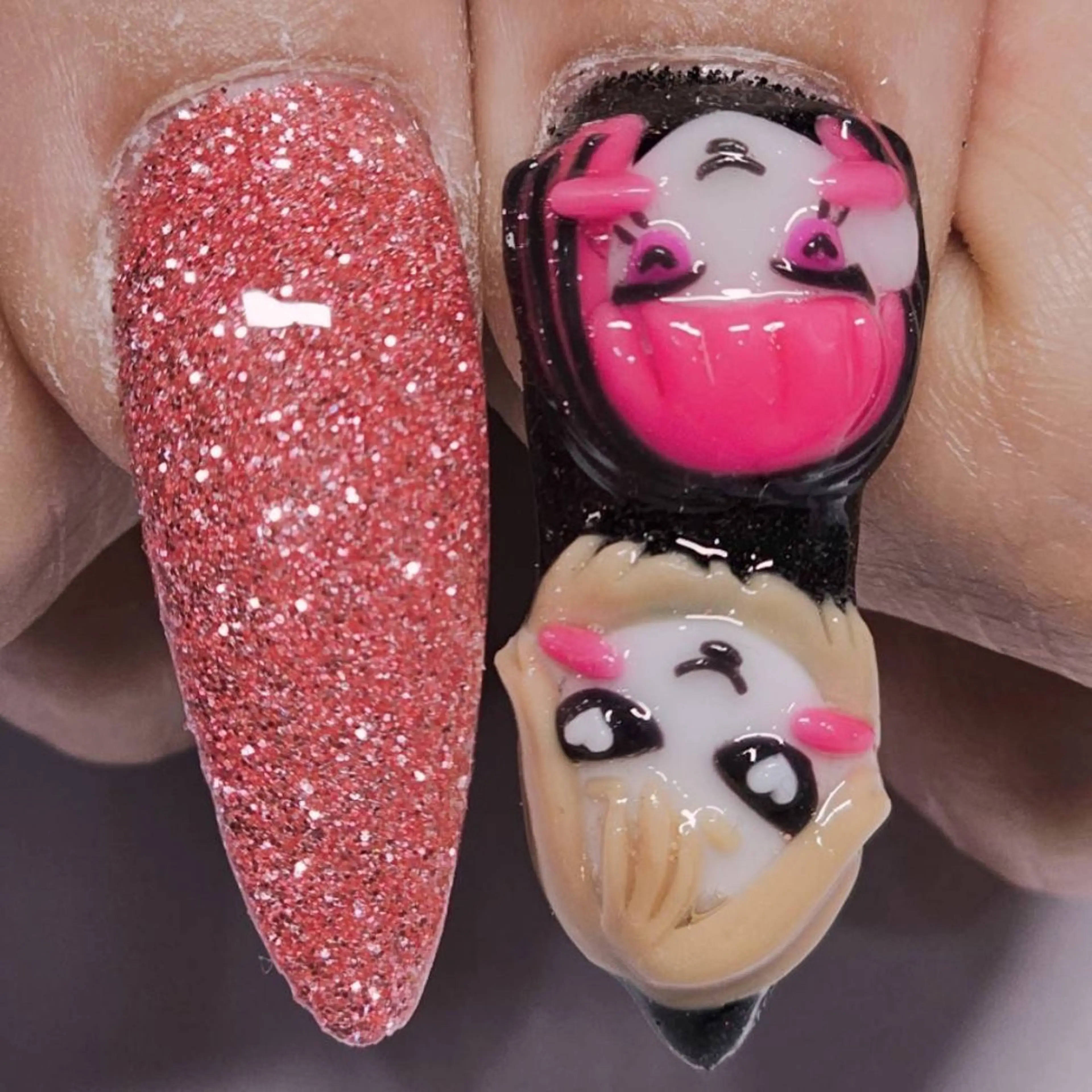 ネイル アートネイル ラメ(グリッター) ピンク ハンドネイル よしだ ひろきのネイルデザイン